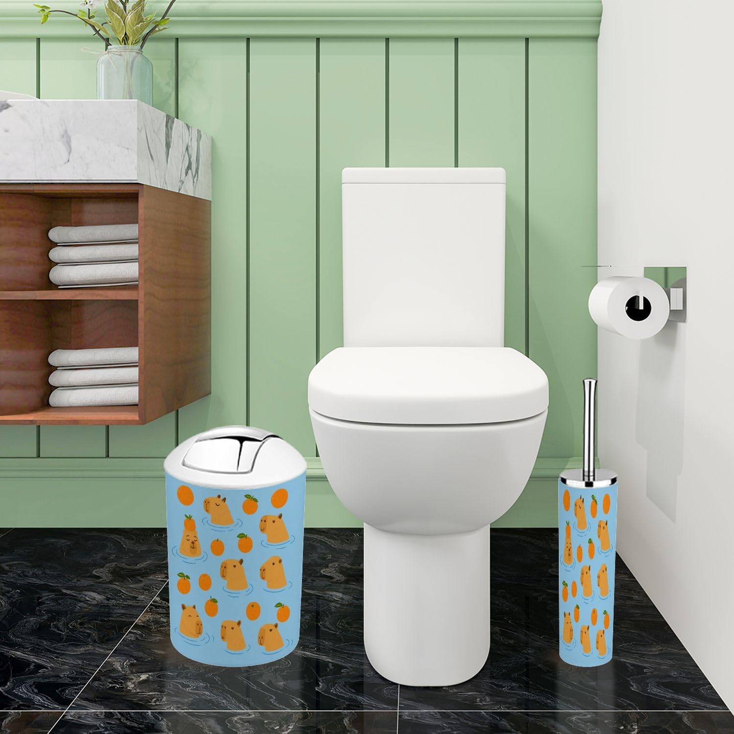 Boho Capybara Bathroom Accessory Set 6 Piece