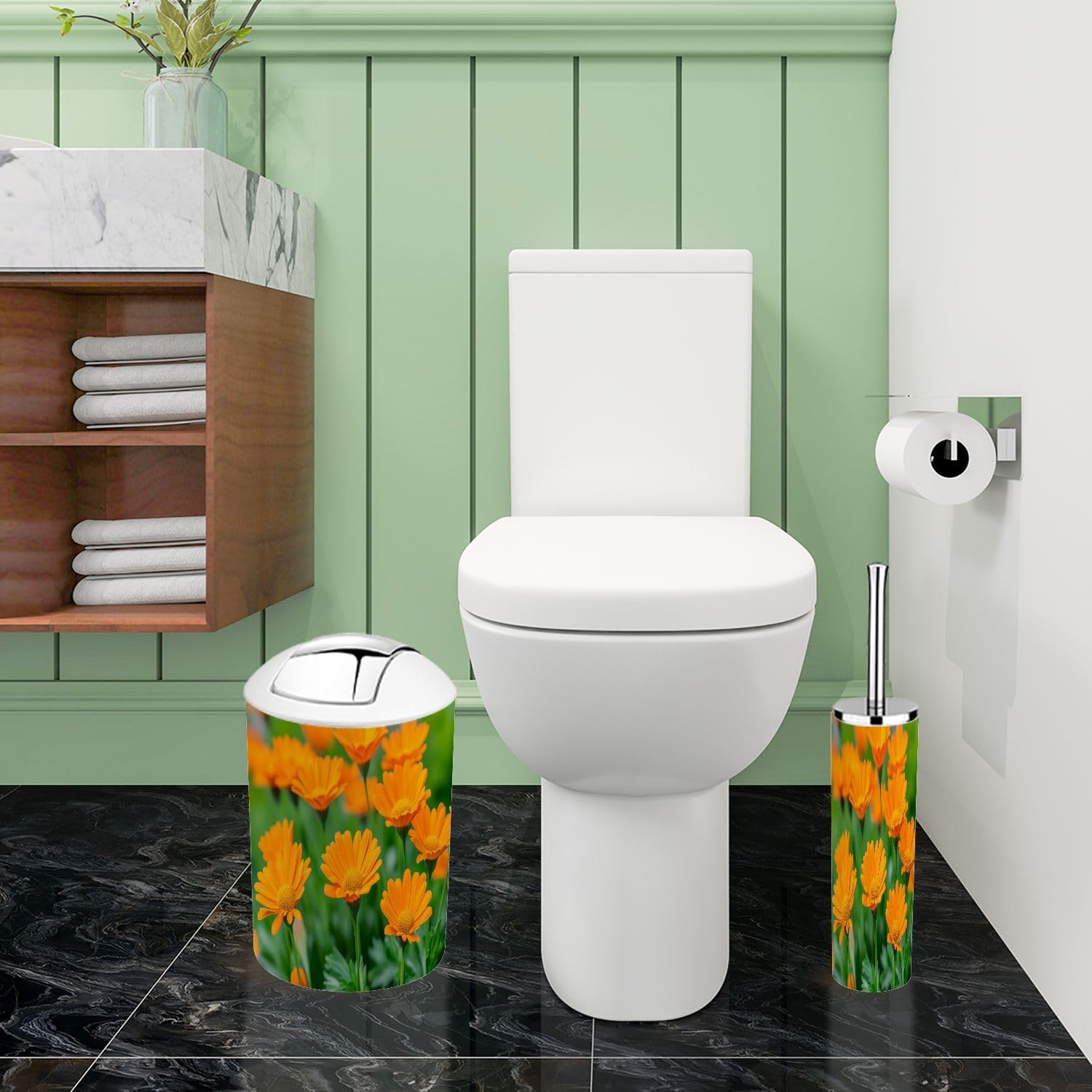 Boho Flower Bathroom Accessories Set of 6