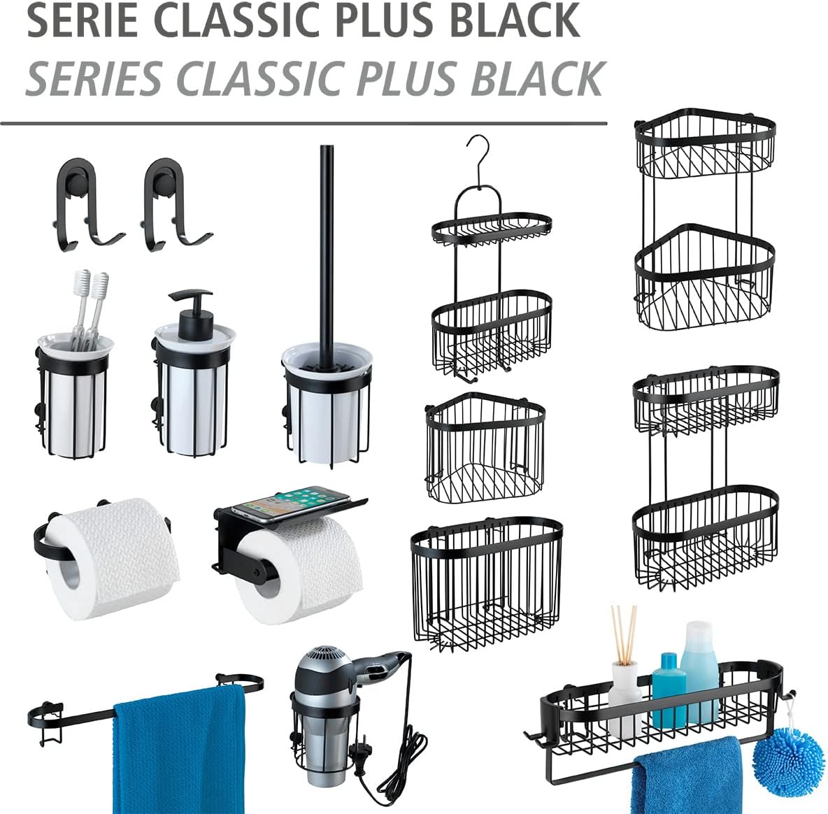 WENKO Classic Plus Black Toilet Brush Holder