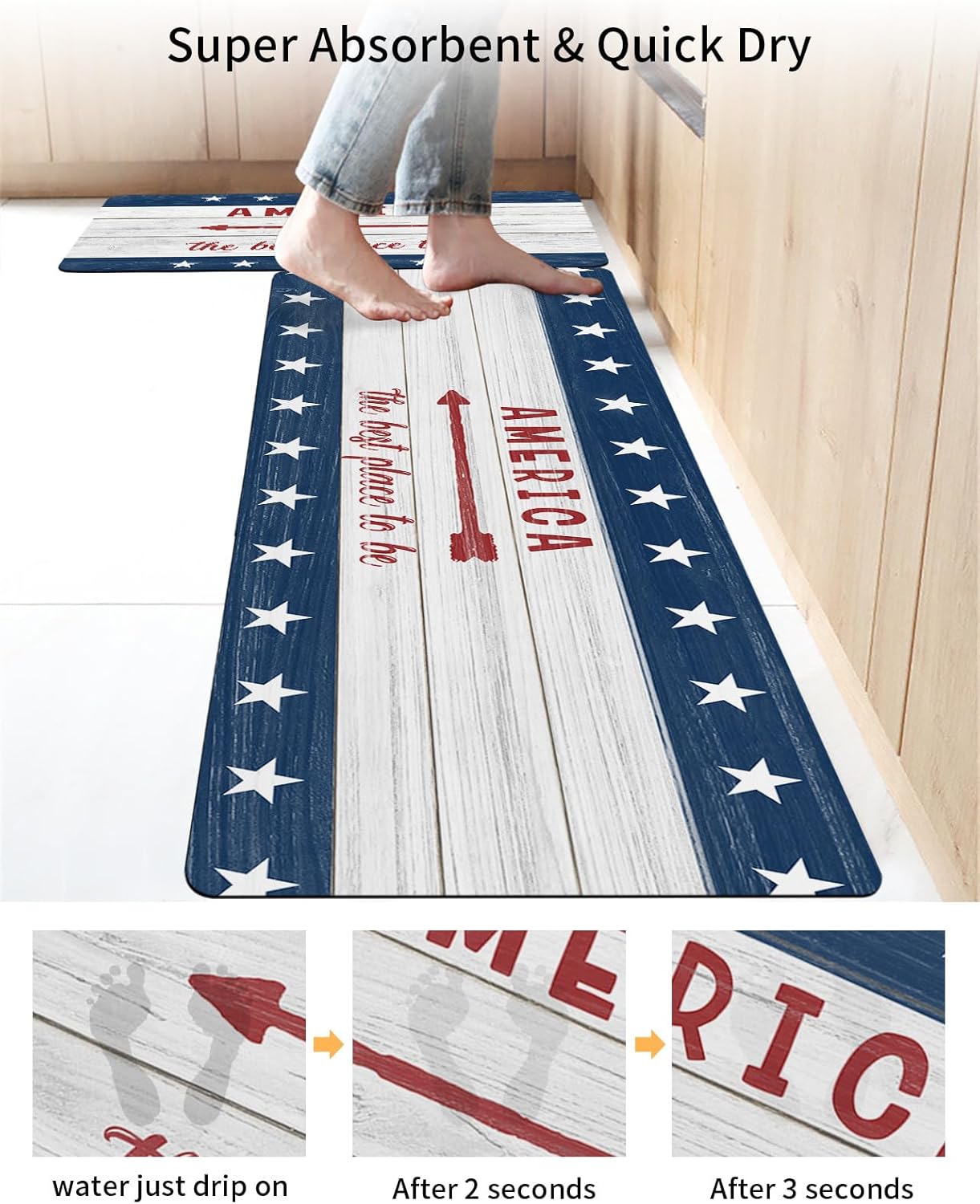 Funnywall88 2PCS Non-Slip Diatomite Bath Mat Set