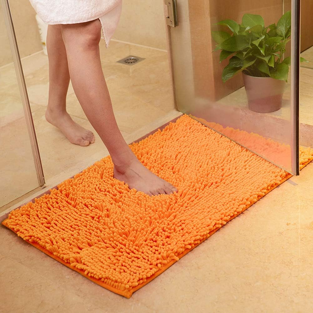 Vctops Orange Fall Plush Chenille Bath Rug