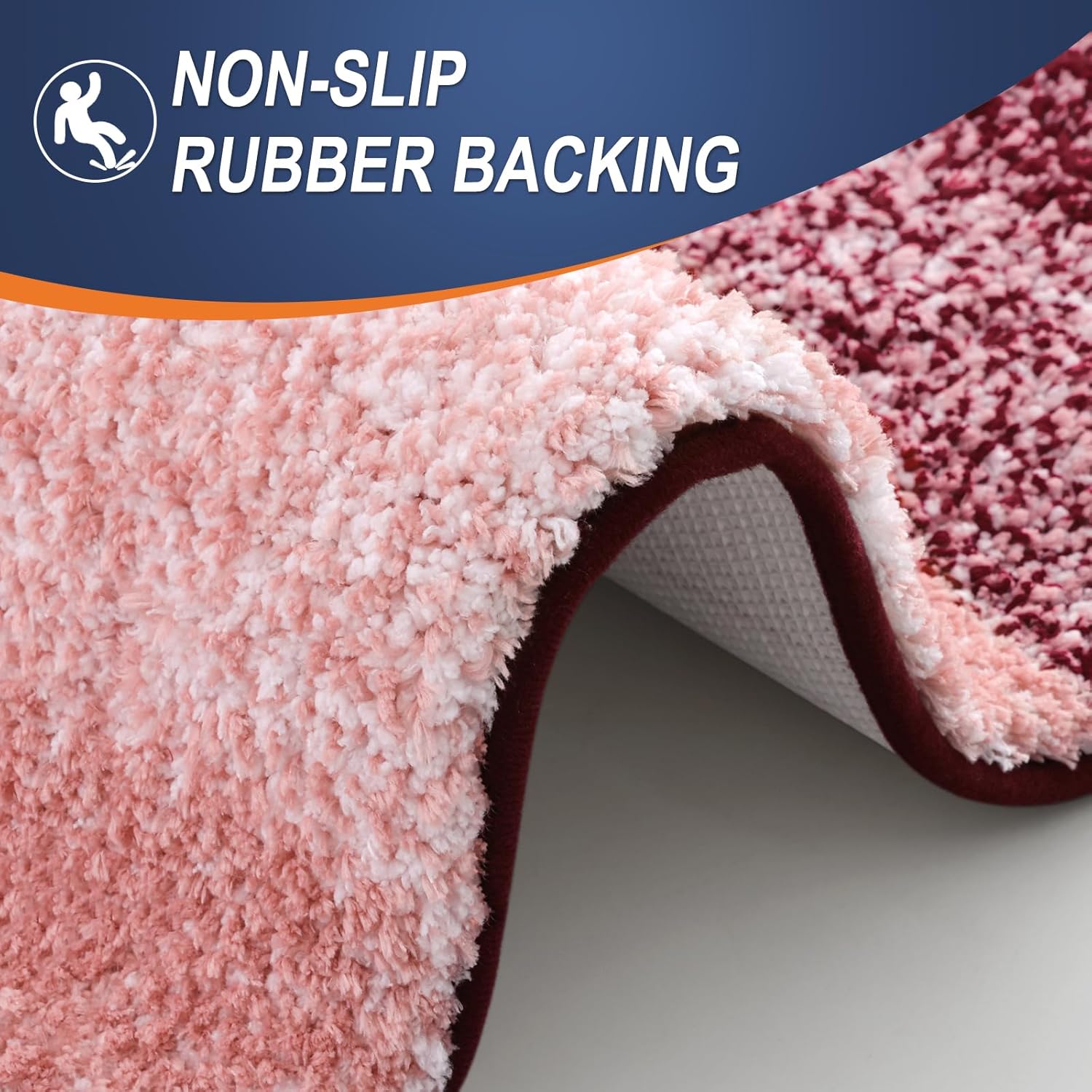 OLANLY Red Microfiber Bath Mat 47x17 Quick Dry