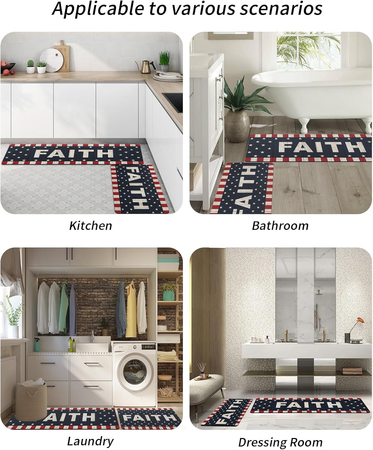 2PCS Non-Slip Diatomite Bath Mats Set for Independence Day