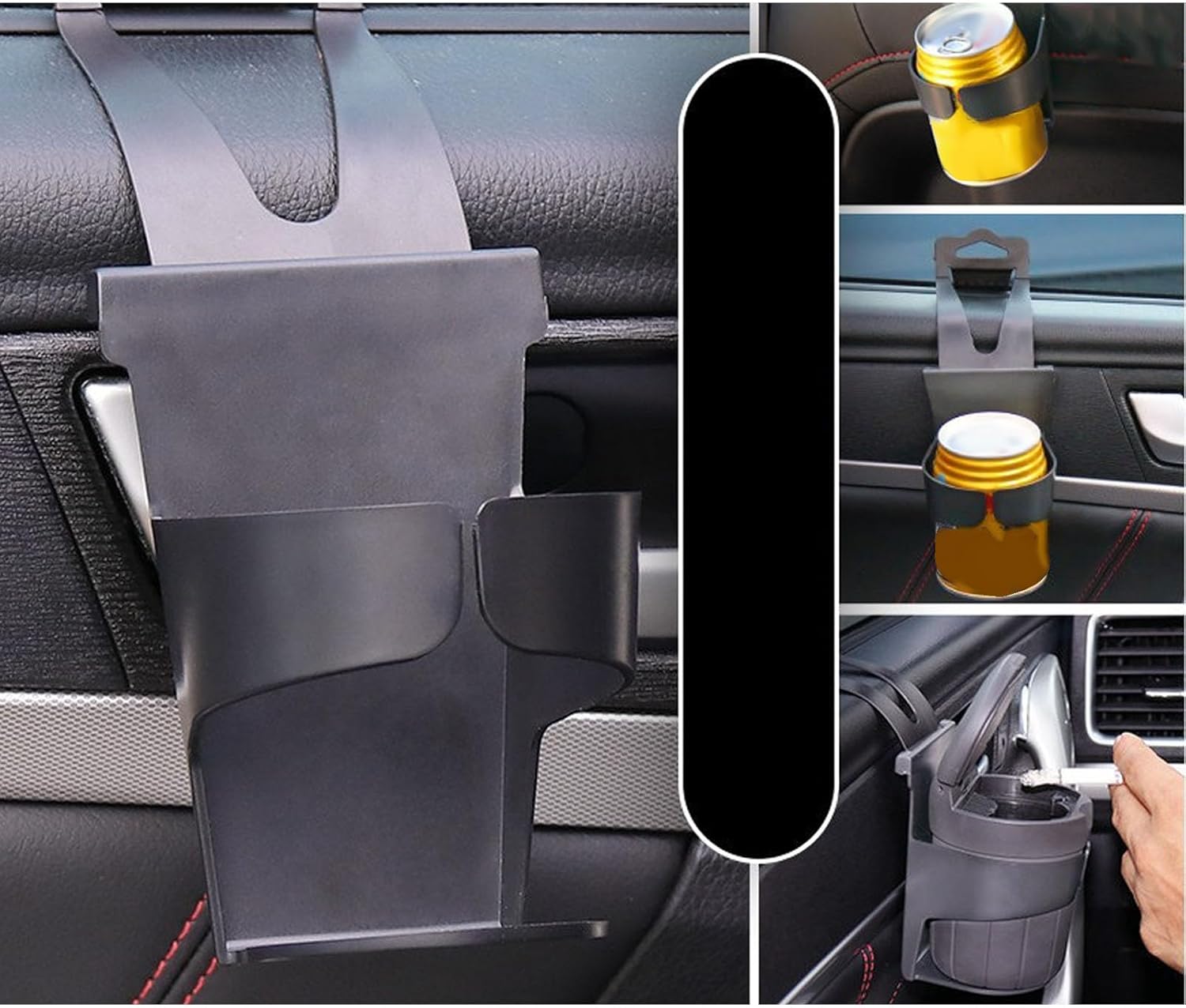 Tomotato Black Car Cup Holder for Water Bottles and Soda Cans