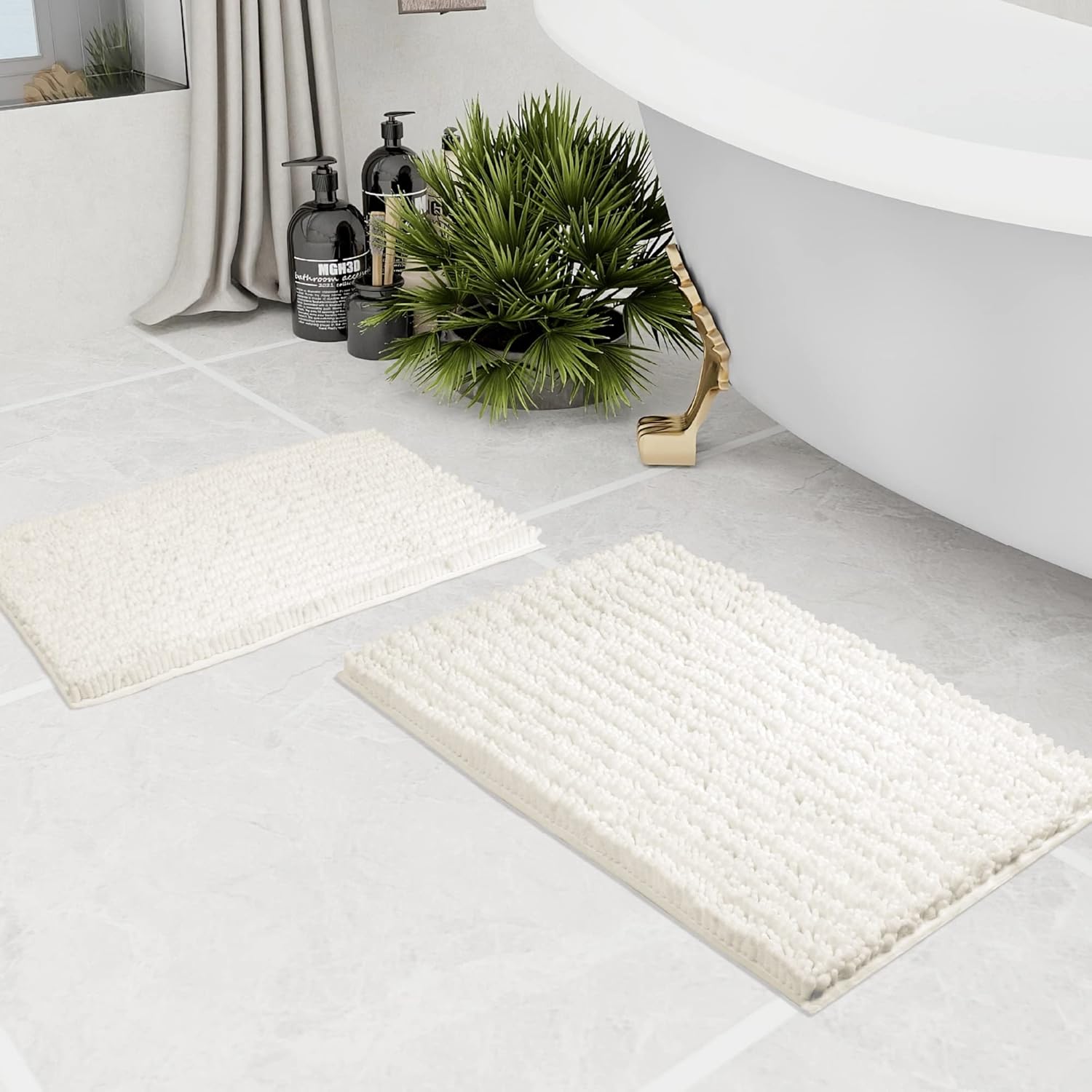 Walensee 2 Piece Bath Rug Set Non Slip Chenille