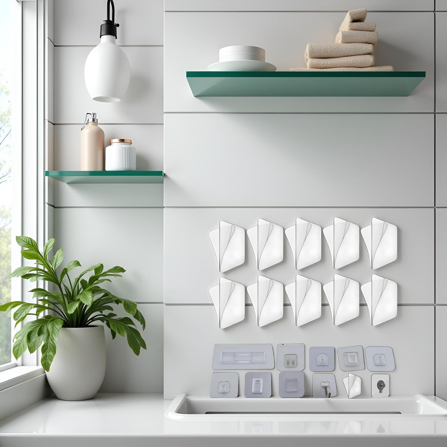 10Pcs Double-Sided Transparent Sticky Pads for Shower Caddy Mounting 1