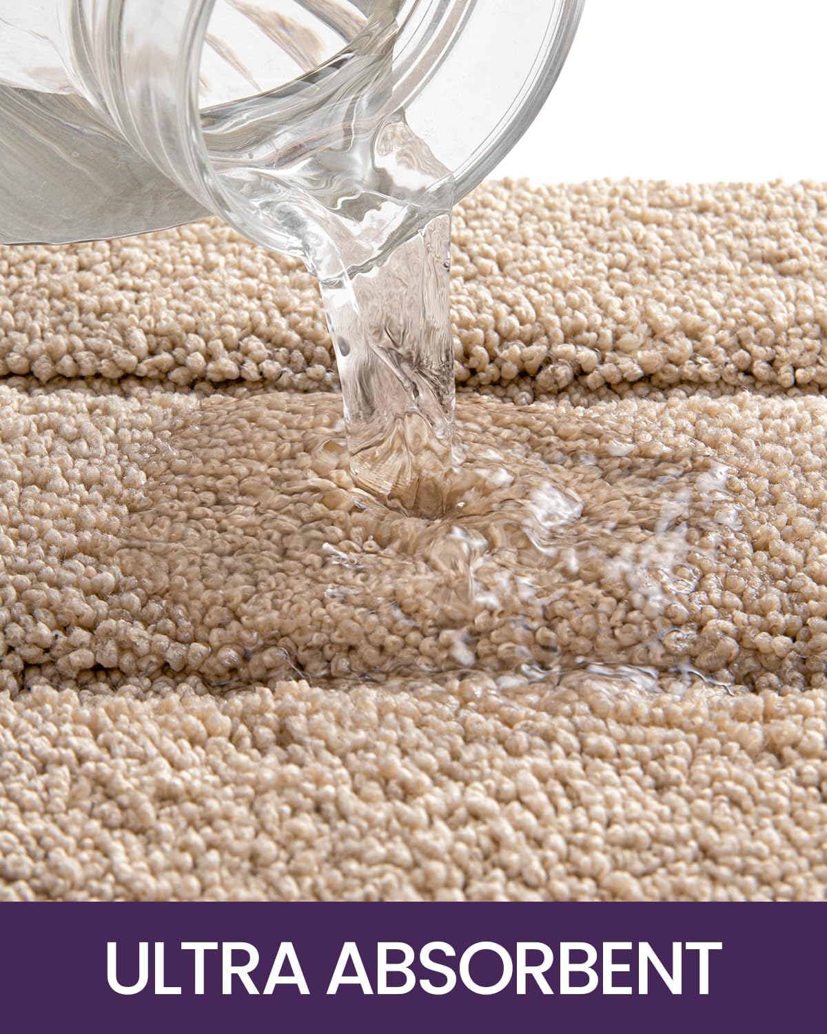 DEXI Non-Slip Microfiber Bathroom Rug Mat 32x20 Beige