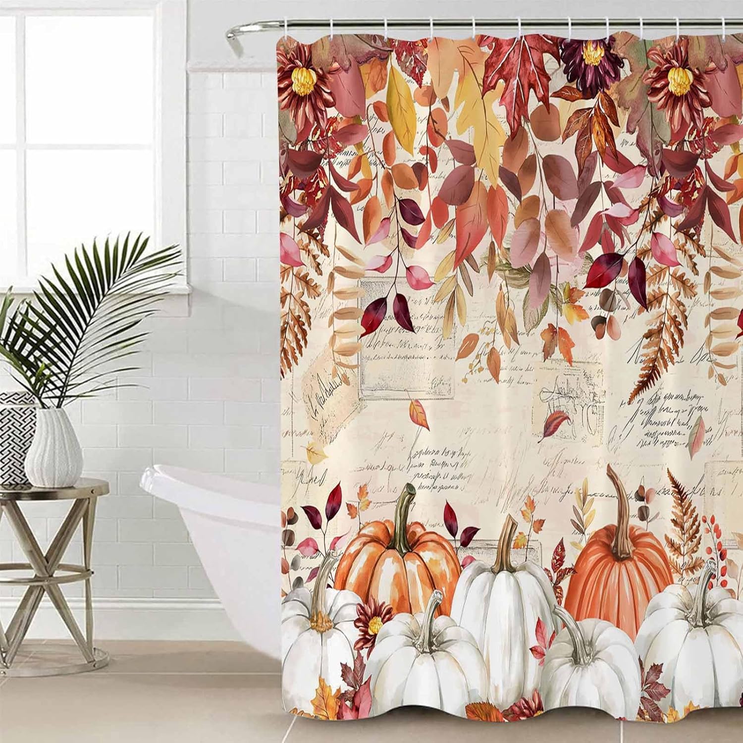 Thanksgiving Fall Bathroom Set with Shower Curtain Rug and Accessories