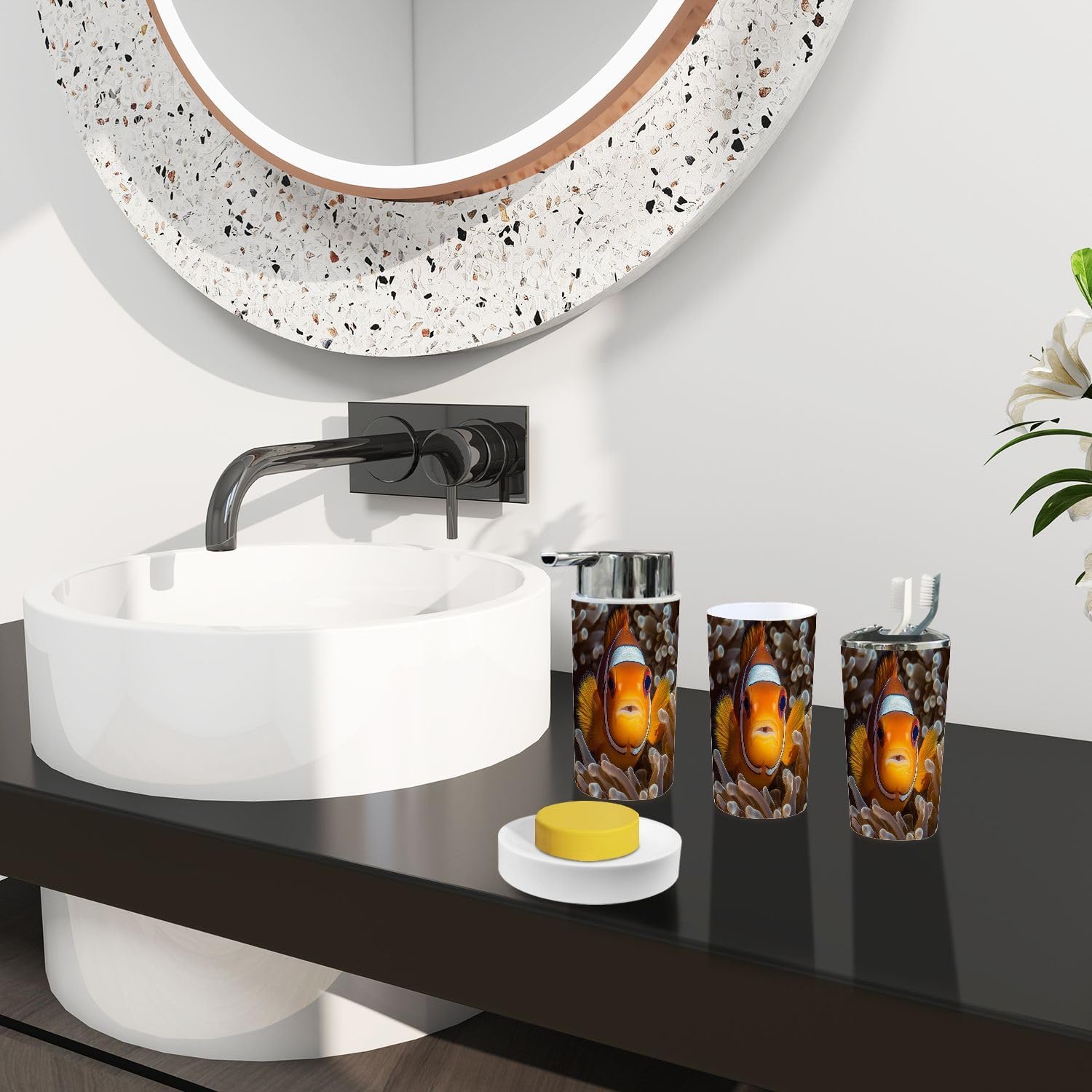 Boho Anemone Bathroom Accessory Set 6 Piece