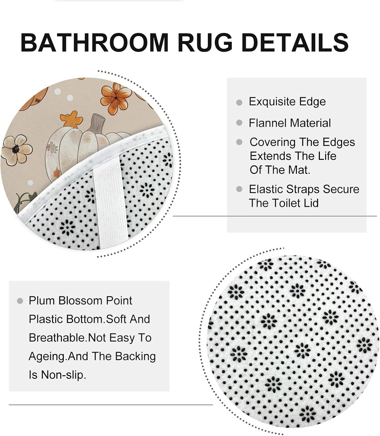 4PCS Fall Dot Pumpkin Bathroom Accessory Set with Non-Slip Rug