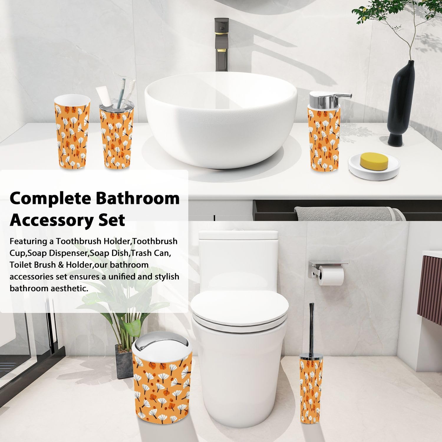 Boho Rustic Bathroom Accessory Set 6 Piece 1