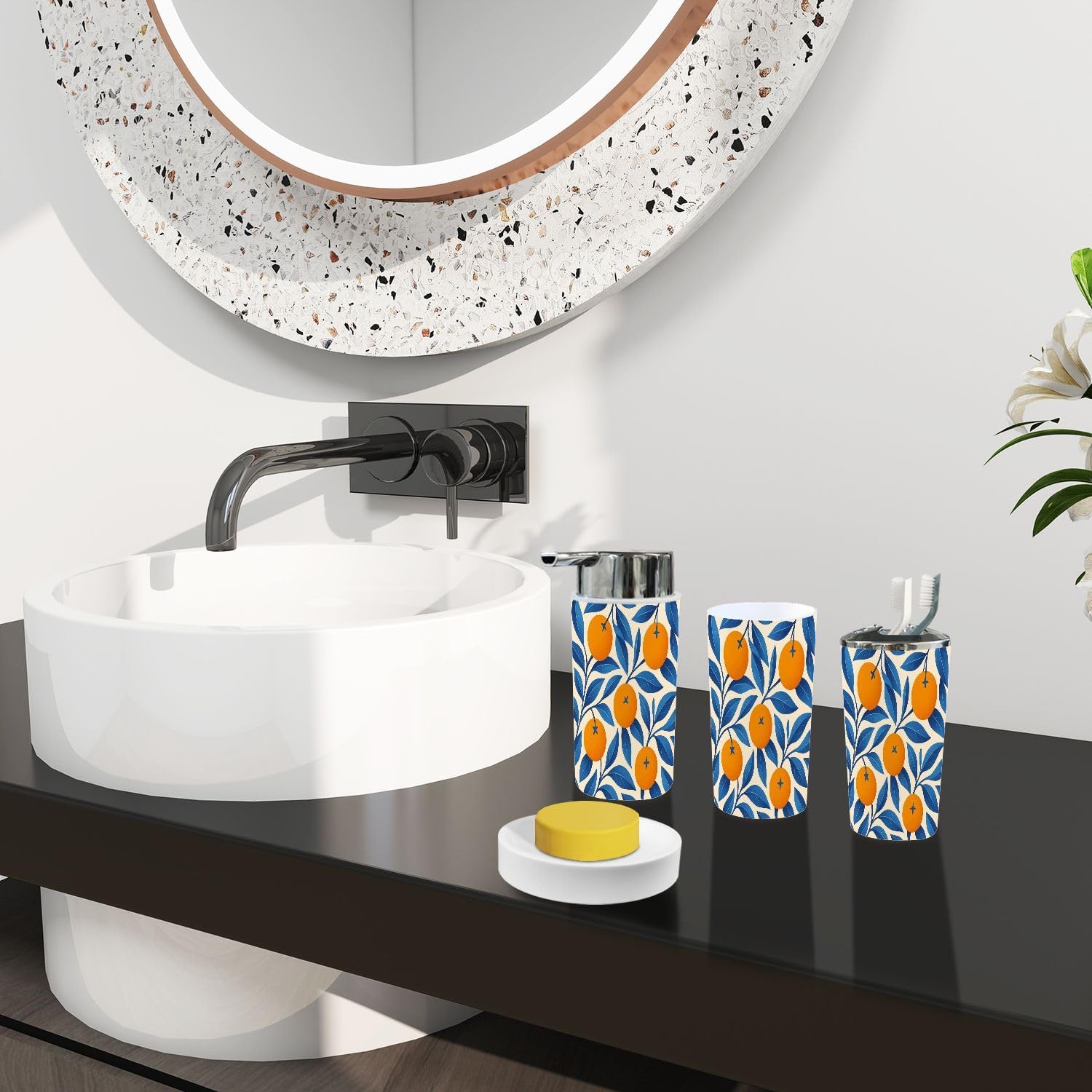 Boho Tropical Bathroom Accessories Set 6 Piece