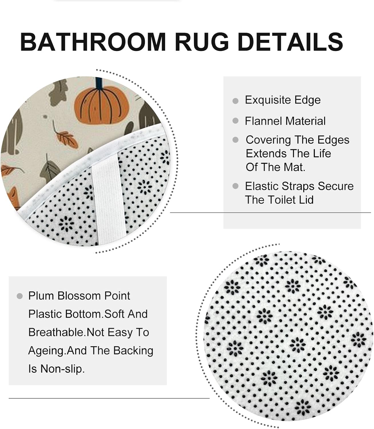 4PCS Fall Kawaii Cat Bathroom Set with Non-Slip Rug