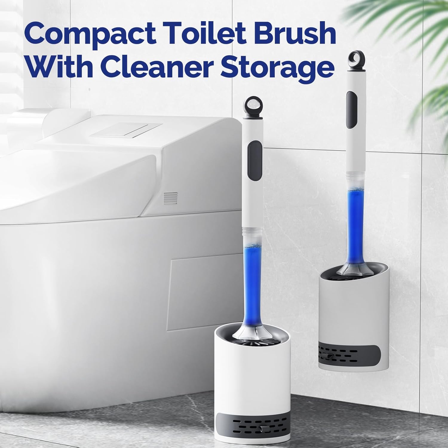 HAMITOR Toilet Brush Holder Set with Silicone Brush