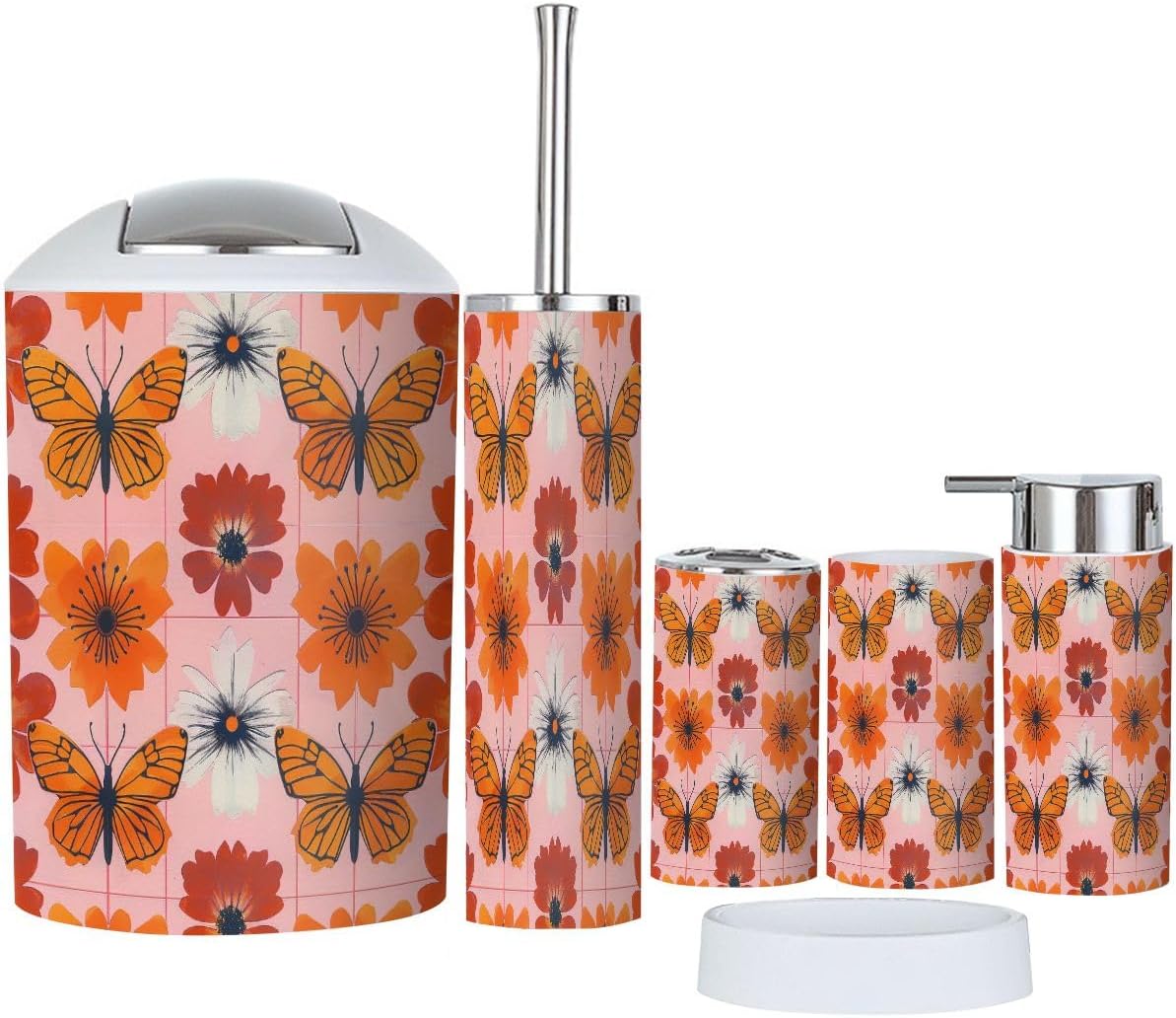 Boho Cute Retro 6-Piece Bathroom Accessory Set