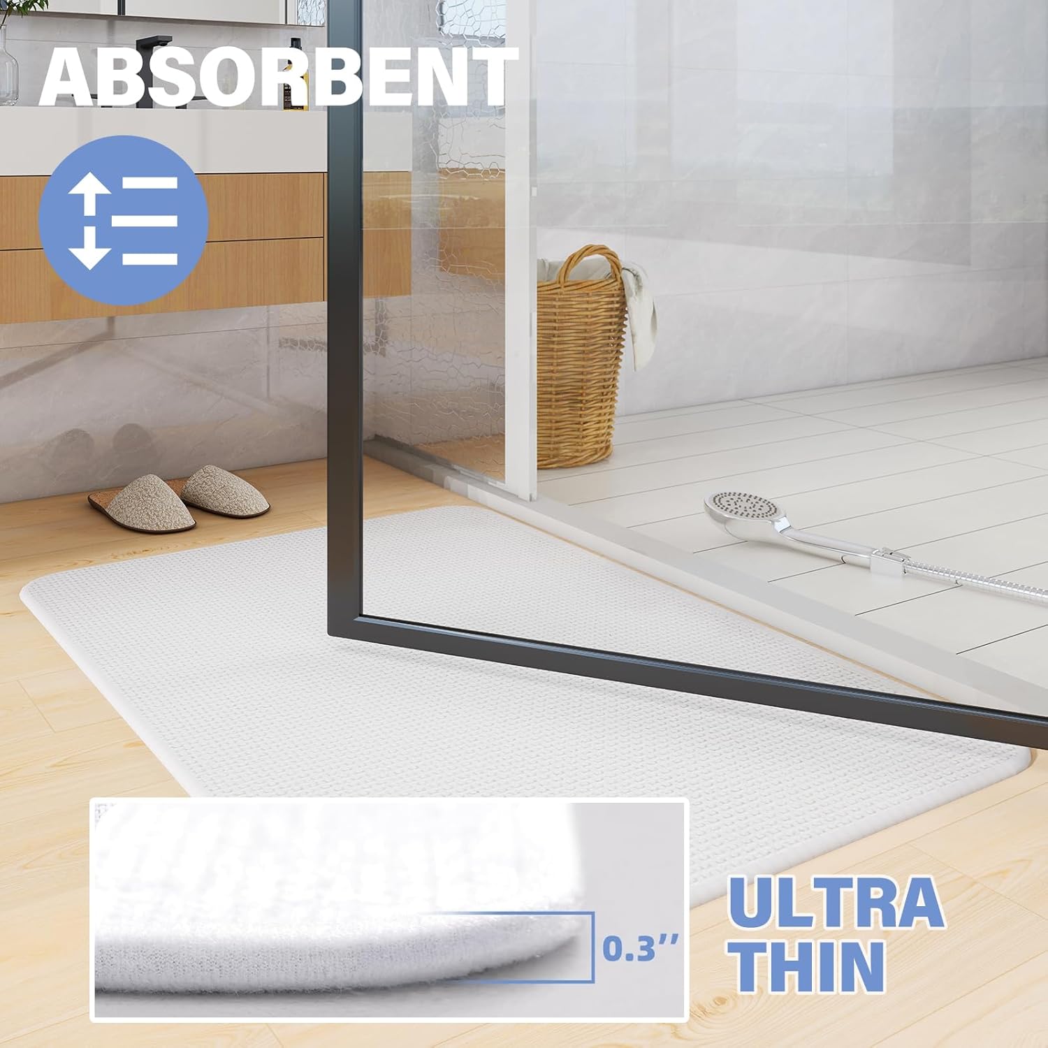 Aimissk Chenille Bath Mat Non Slip 16x24 Inch
