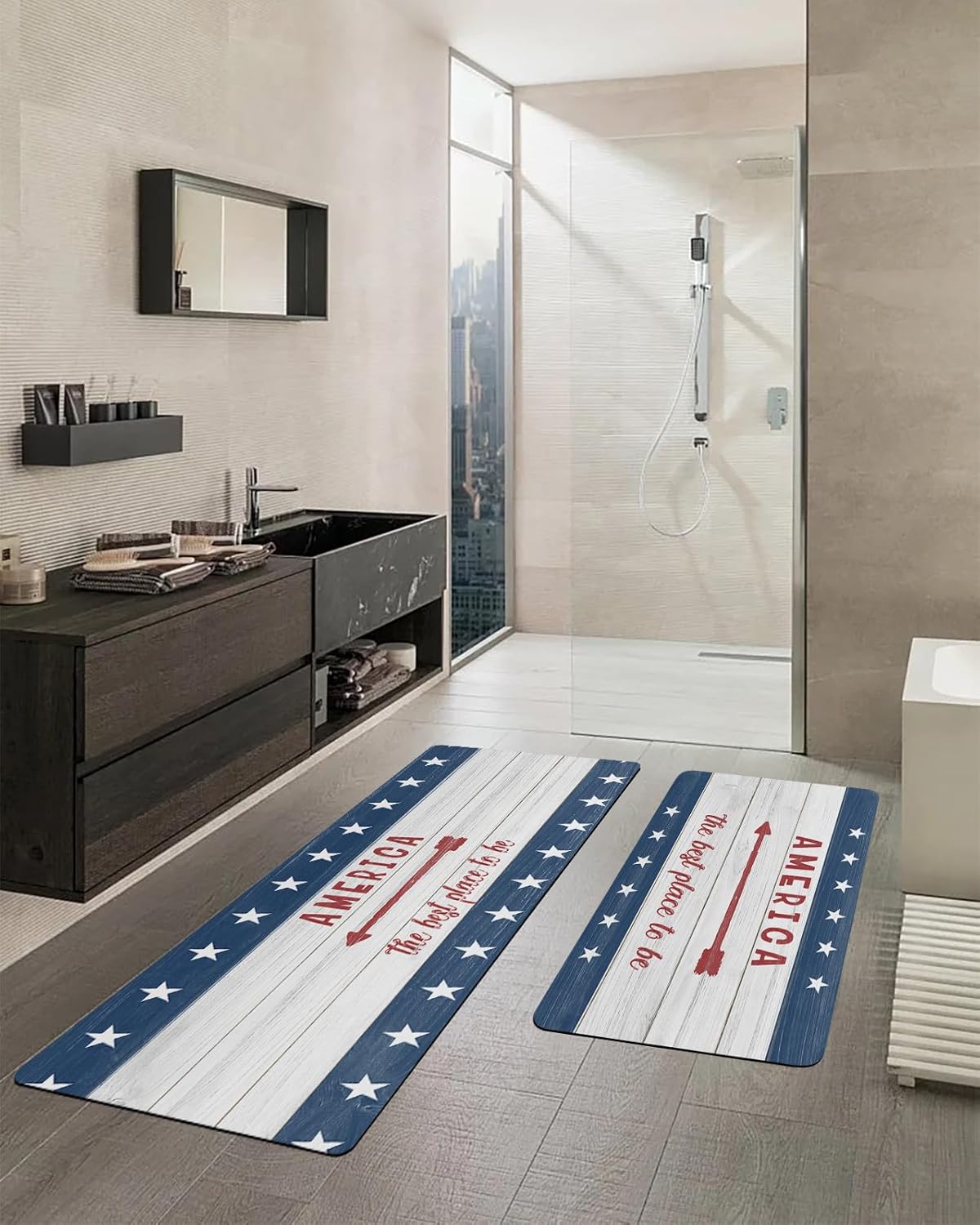 Funnywall88 2PCS Non-Slip Diatomite Bath Mat Set