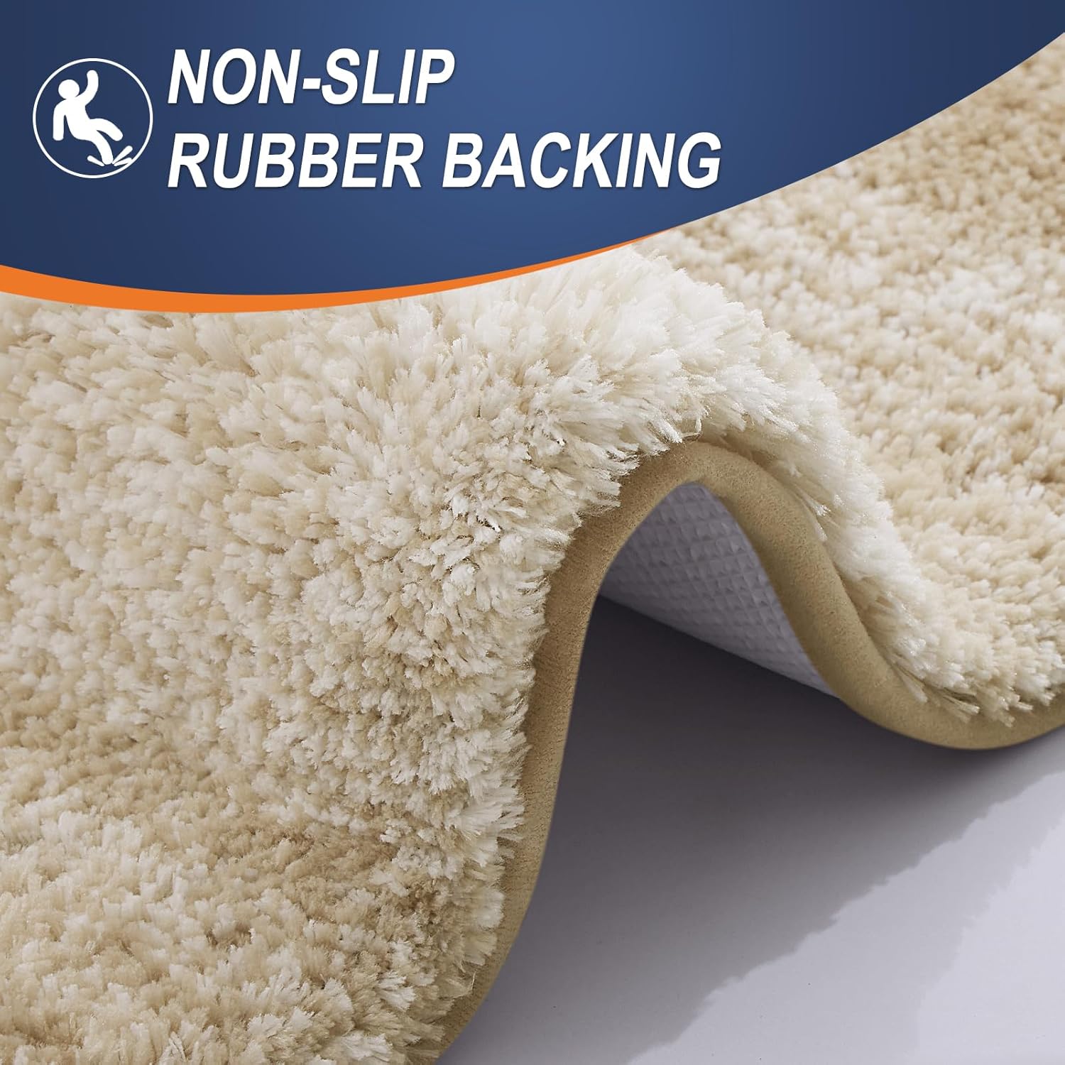 OLANLY Luxury Toilet Rug U-Shaped 24x20 Tan
