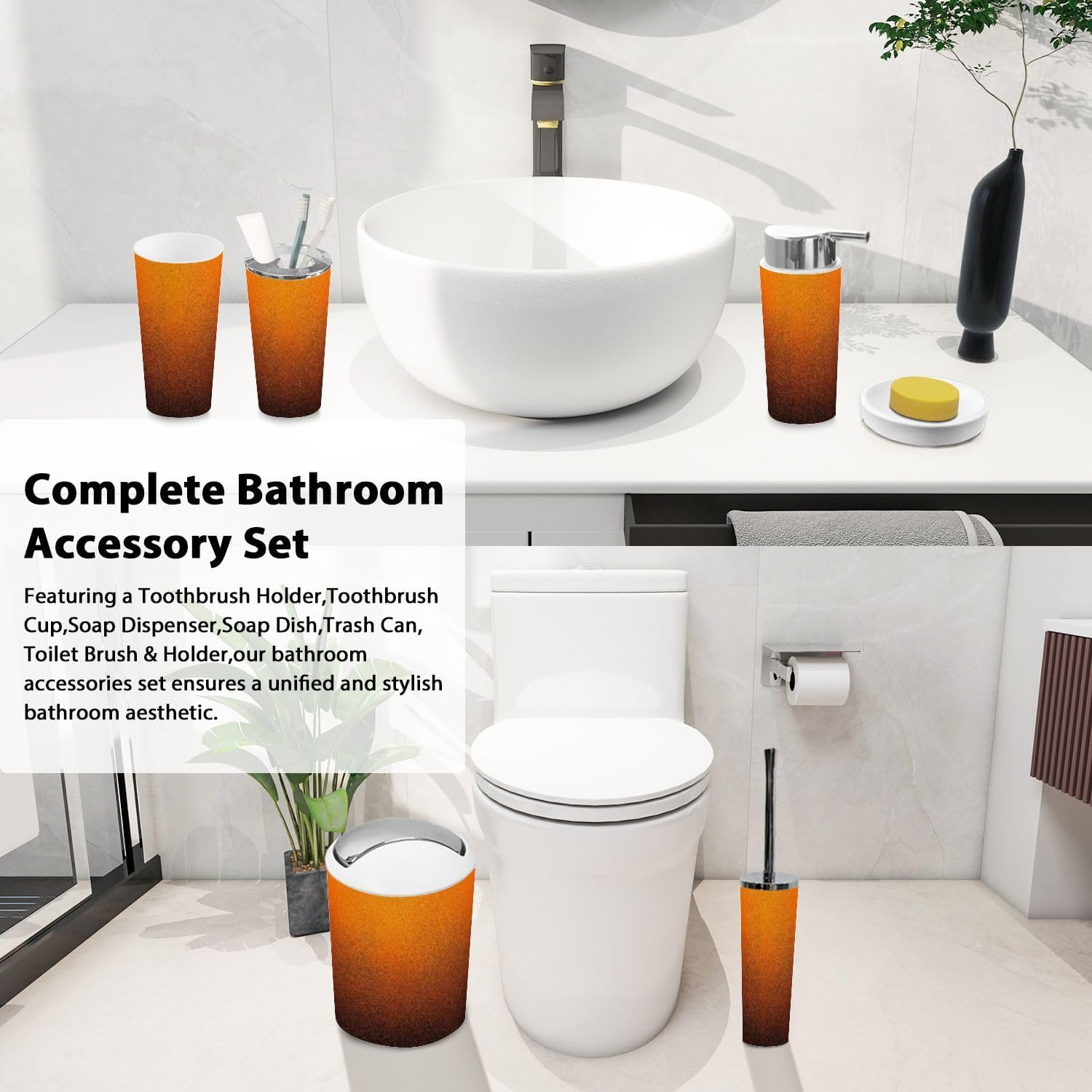 TRANQDEHOM 6-Piece Boho Bathroom Accessory Set