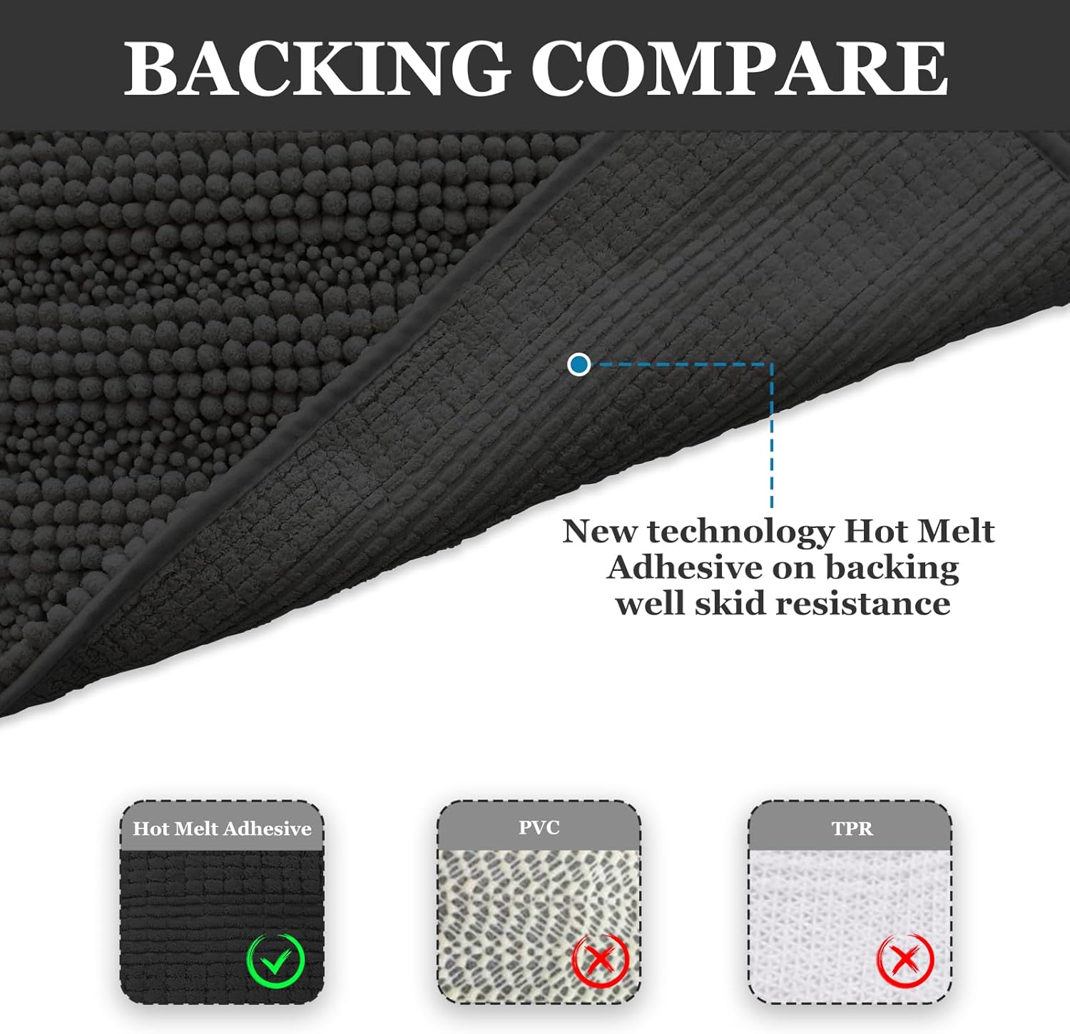 Ultra Soft Bath Rug Set 3 Piece Dark Grey