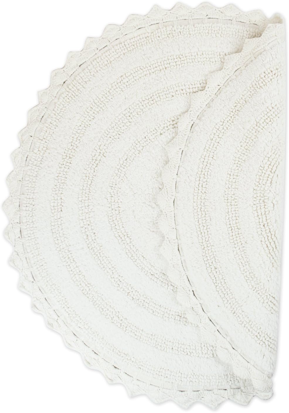 DII Crochet Bath Mat Reversible Round 275 Inch White 1