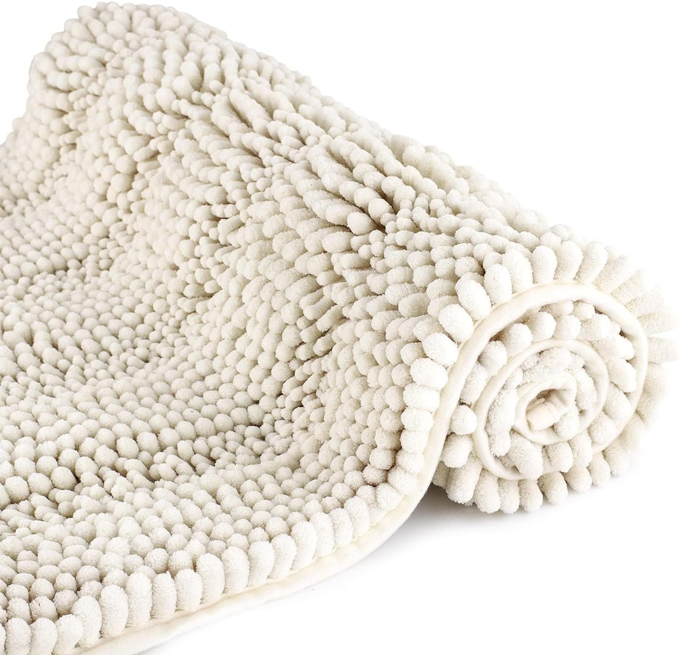 TENGTENGLINK Ivory White Bath Mat 16x24 Inch