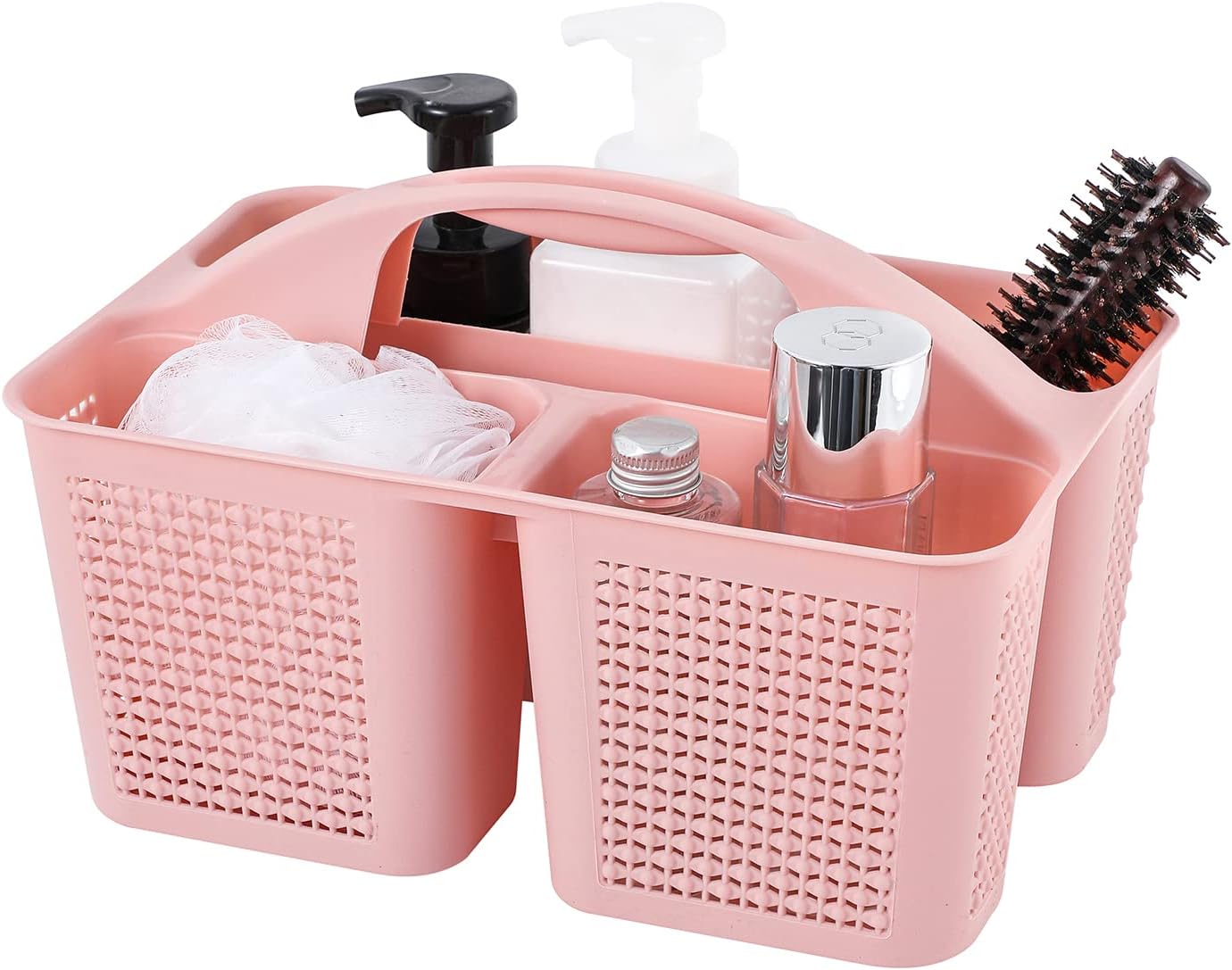 UUJOLY Plastic Shower Caddy Basket with Handle Pink