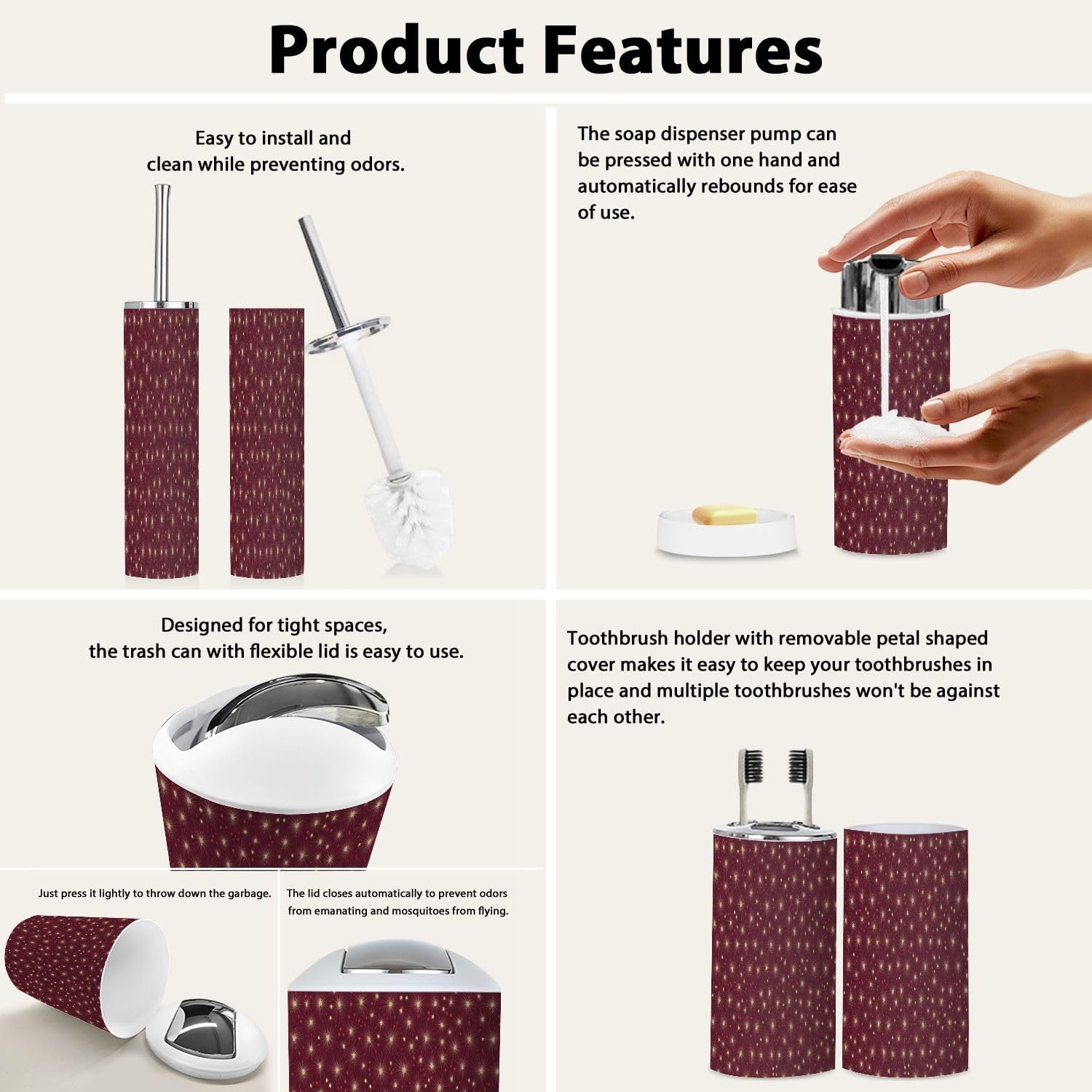 Boho Star Bathroom Accessory Set 6 Piece