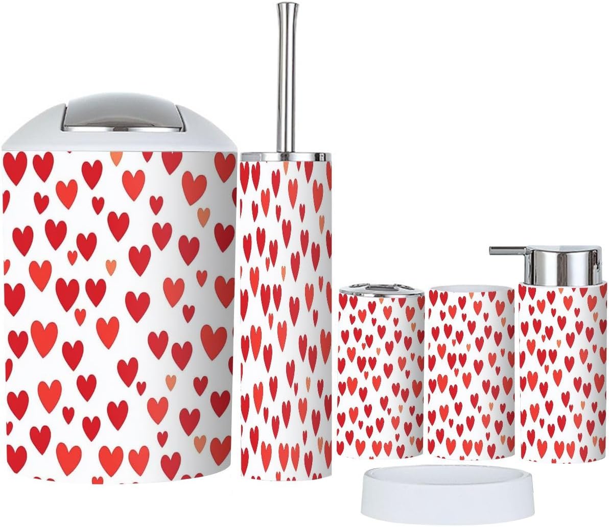 Boho Love Heart Bathroom Accessory Set 6 Piece