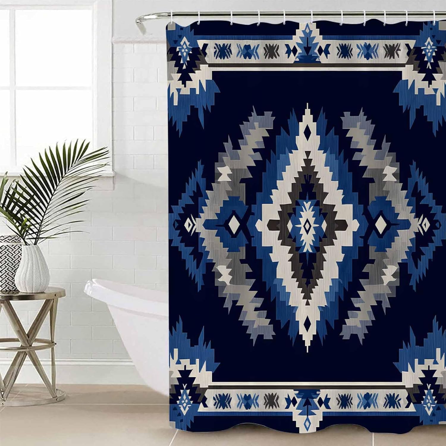 ZOE GARDEN Navy Blue Aztec Bathroom Set