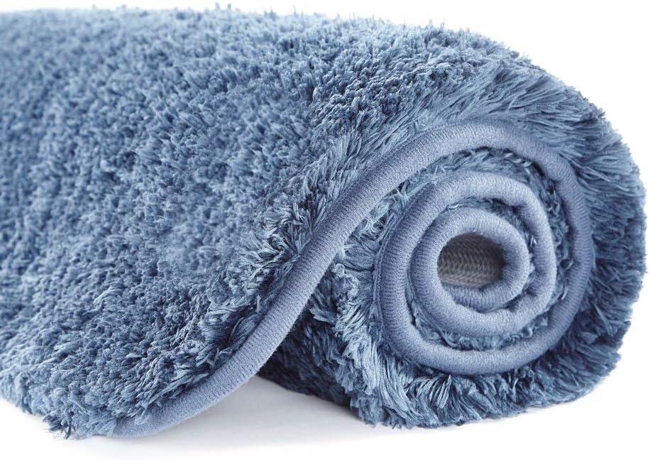 Suchtale Bath Rug 20x32 Blue Non-Slip Microfiber