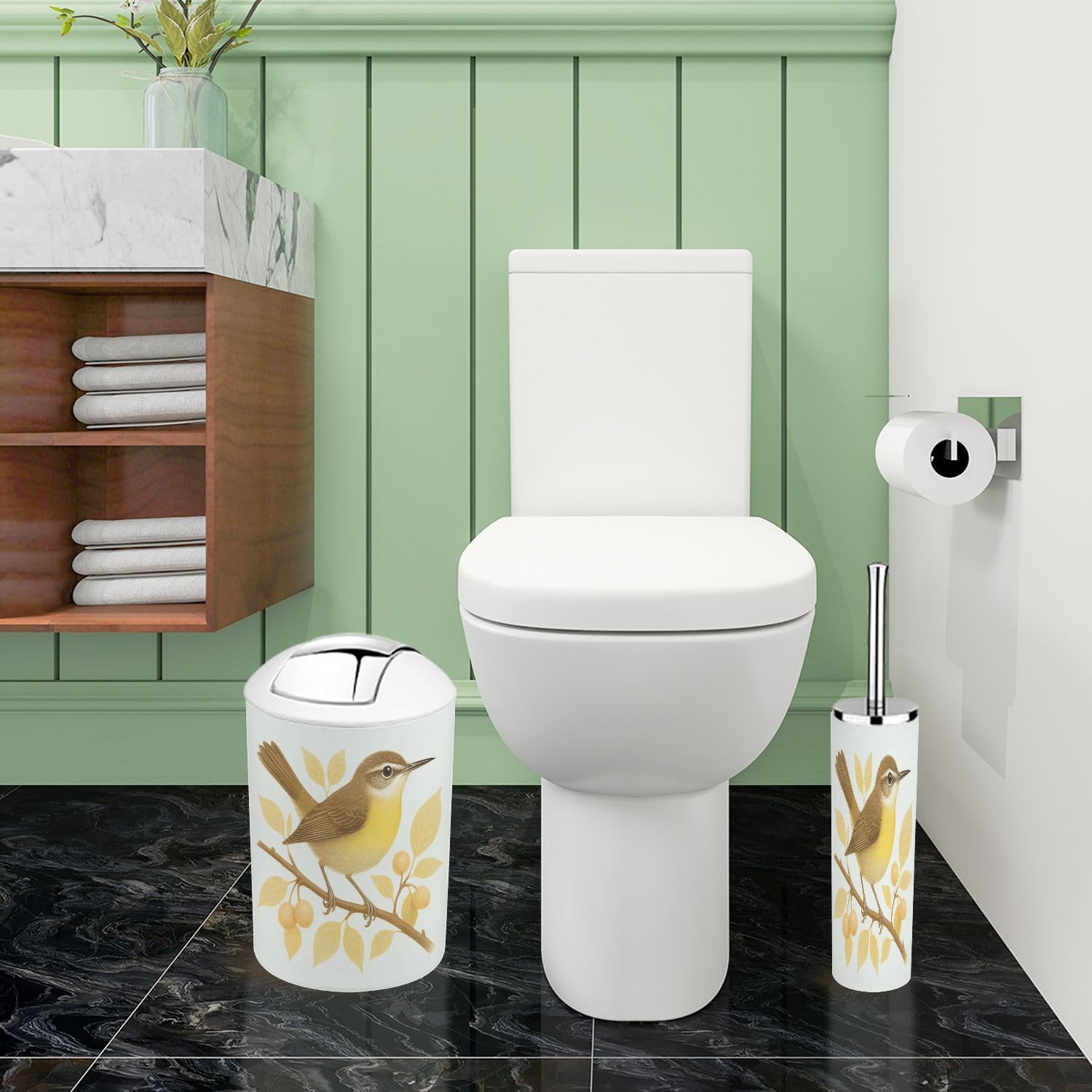 Boho Bathroom Accessory Set 6 Piece Modern Farmhouse Yellow