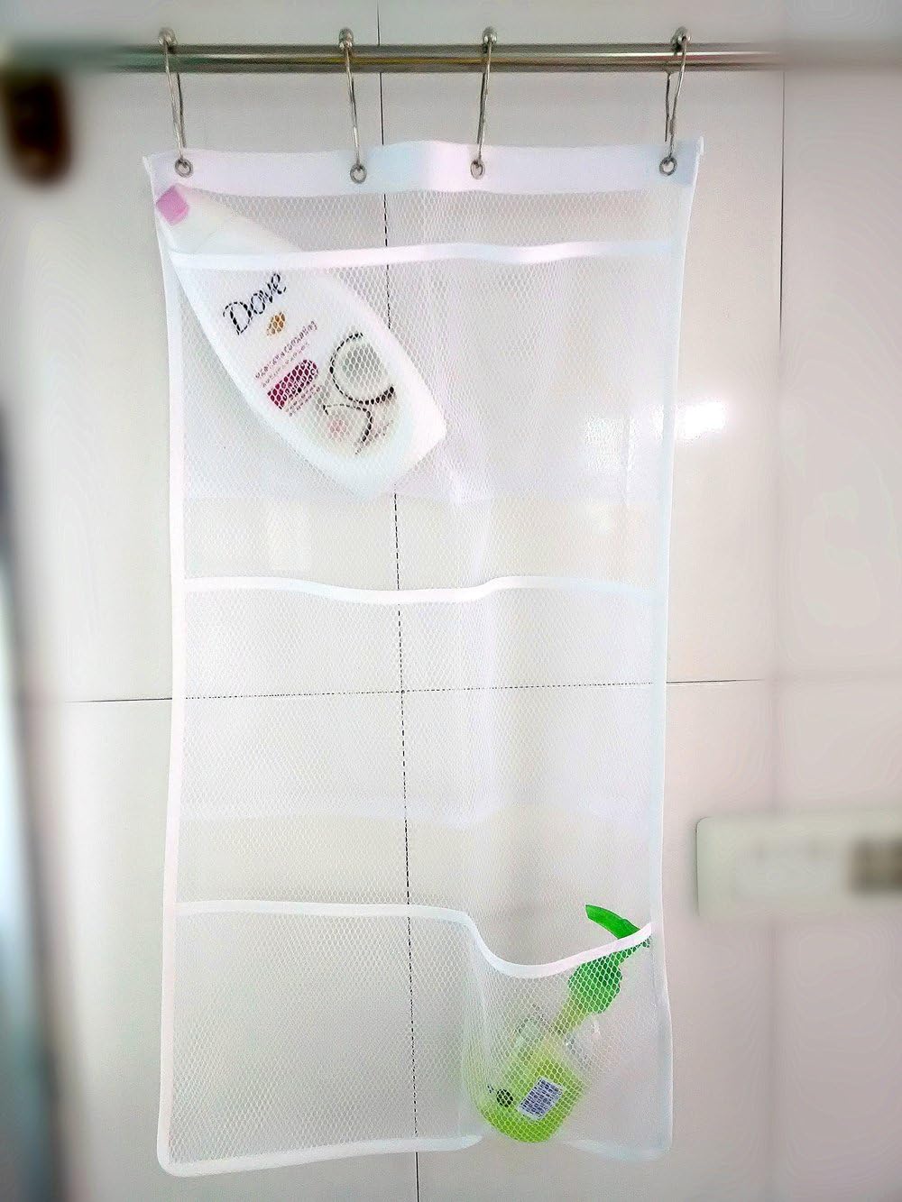 ALYER 6 Pocket Hanging Mesh Shower Caddy - White