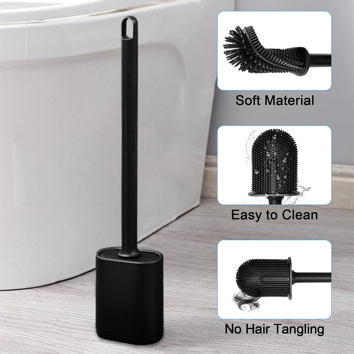 JIMACRO Soft Toilet Brush with Non-Slip Handle