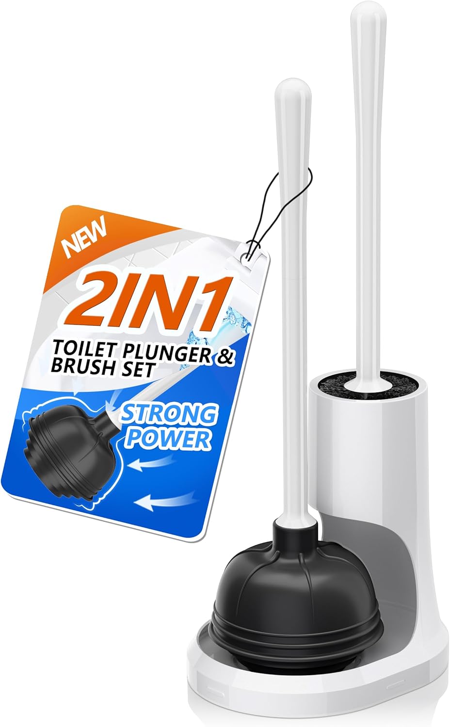 Uptronic Toilet Plunger and Brush Combo Set with Holder