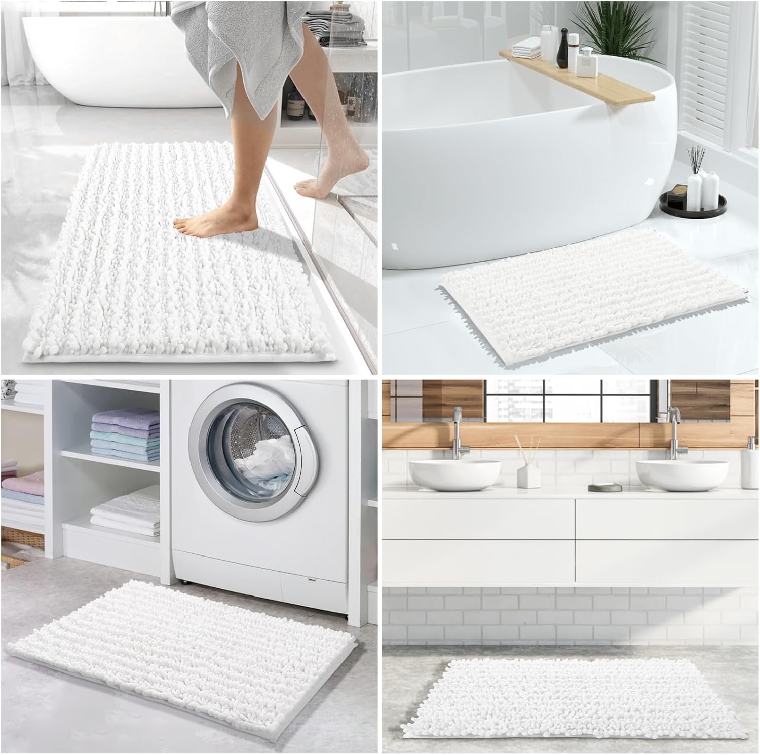 Yimobra White Bath Rugs Set Soft Thick Non-Slip