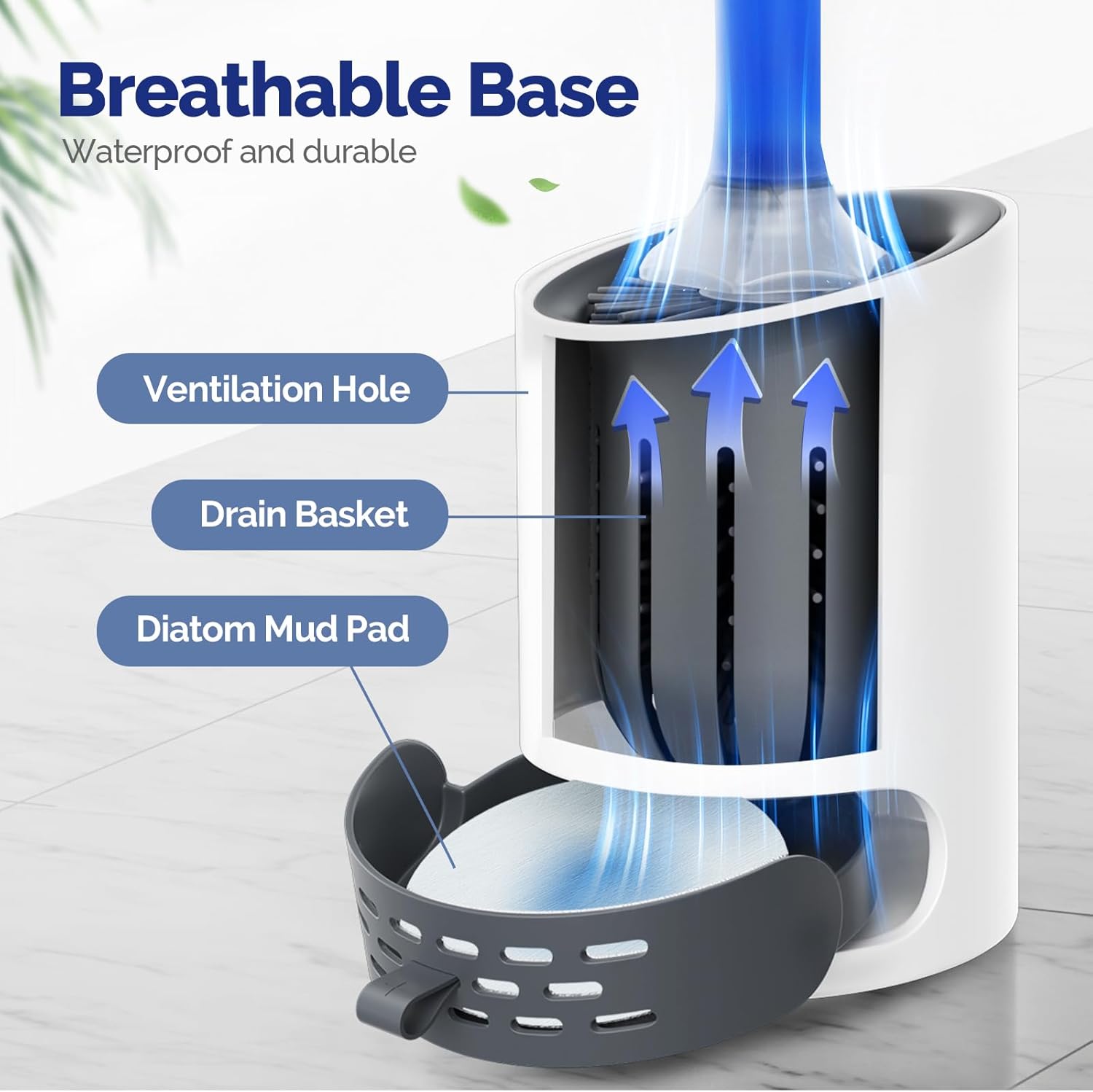 HAMITOR Toilet Brush Holder Set with Silicone Brush