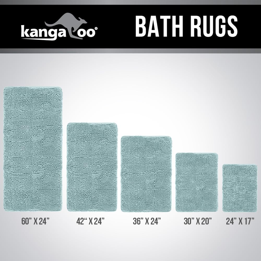 KANGAROO Plush Bath Rug 24x17 Seafoam
