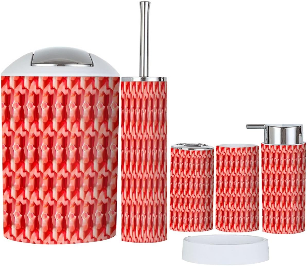 Boho Pattern Pastel Bathroom Accessory Set 6 Piece