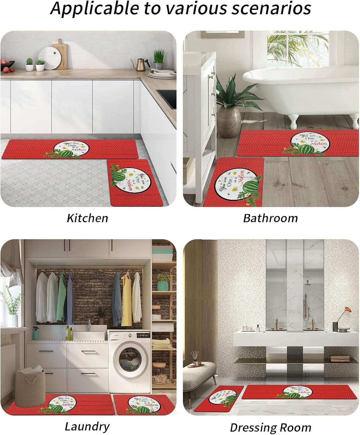 2PCS Summer Watermelon Bath Mat Non-Slip Diatomite Set