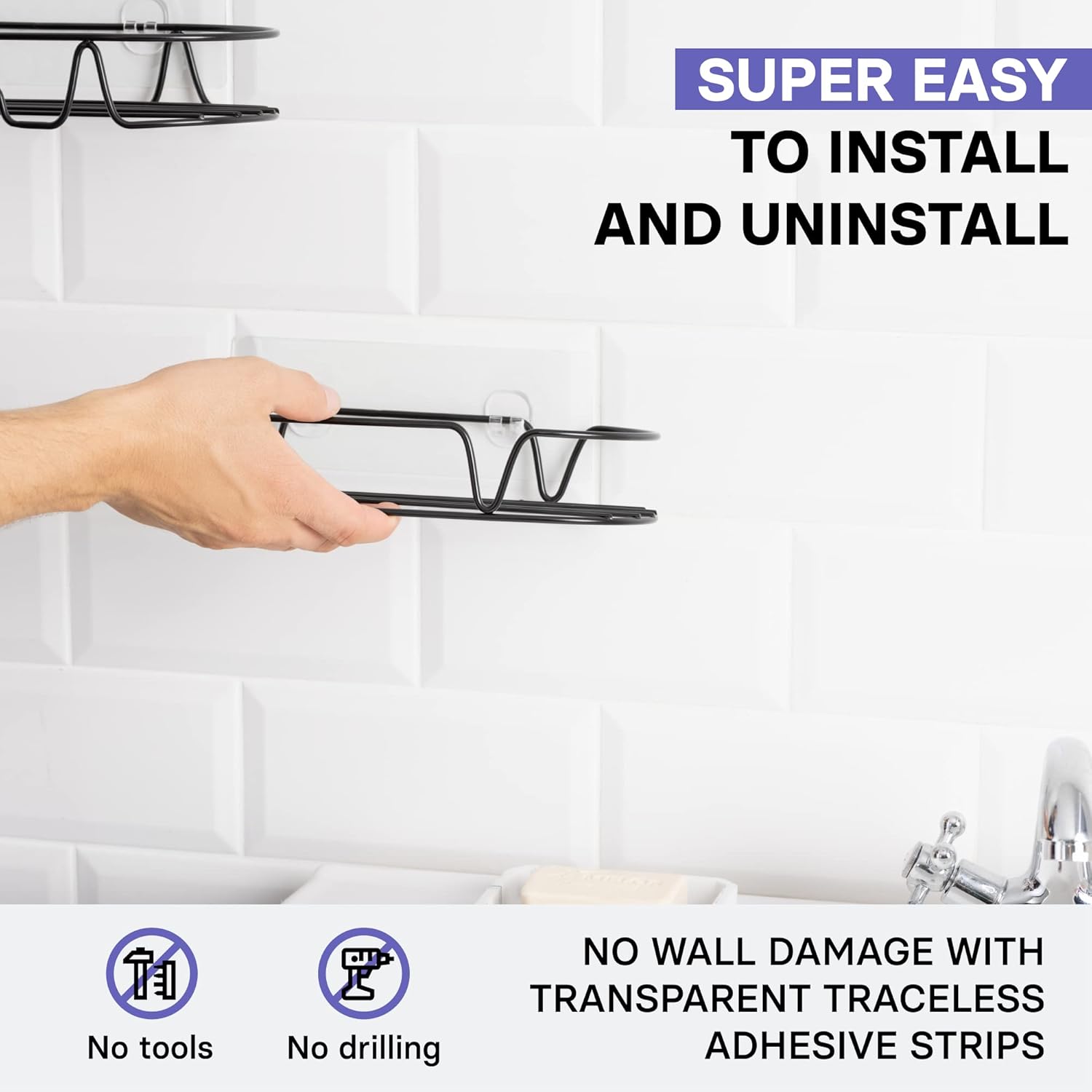 KINCMAX Shower Caddy 2-Pack Matte Black