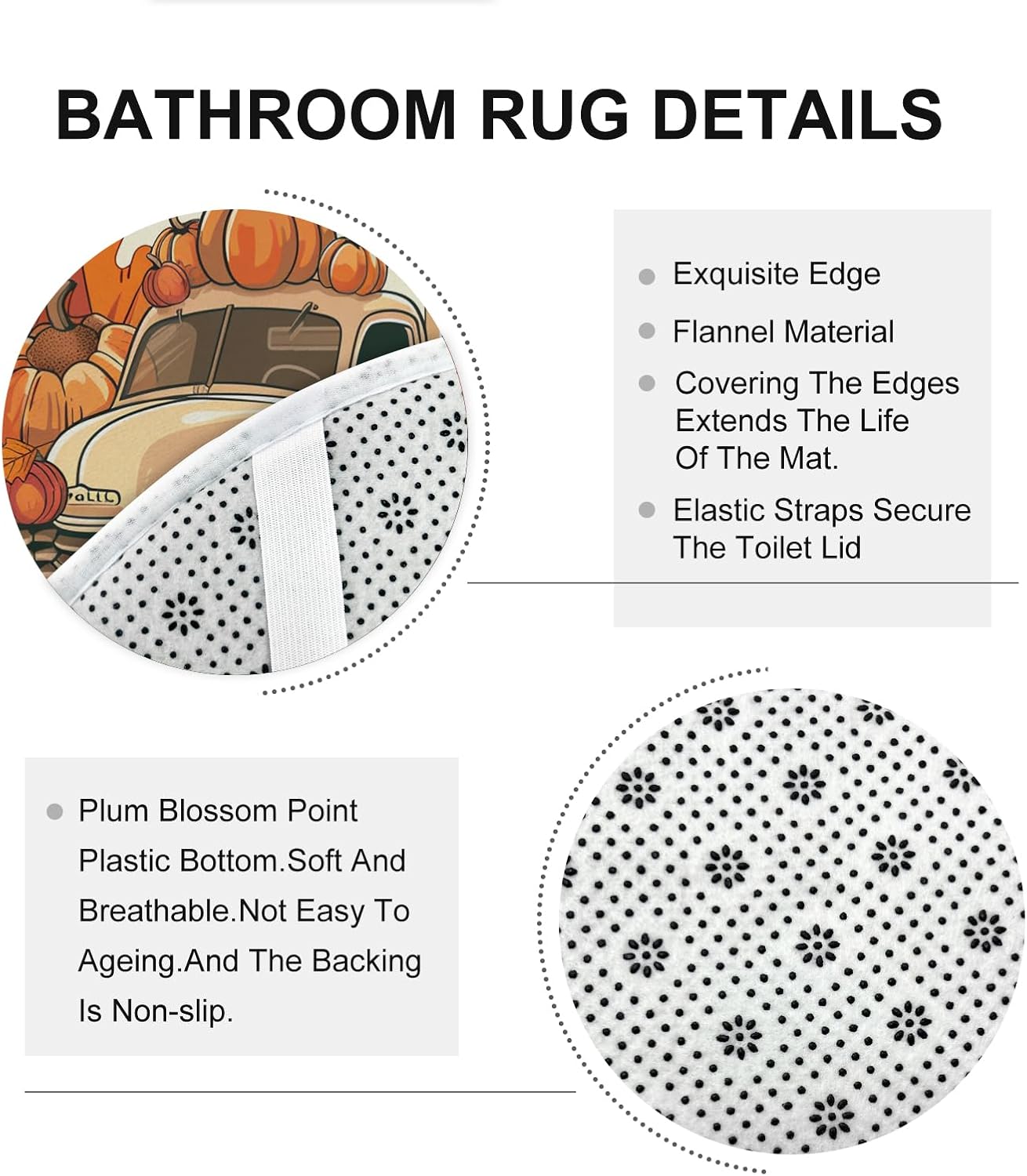 4PCS Fall Kawaii Truck Bathroom Sets with Non-Slip Rug