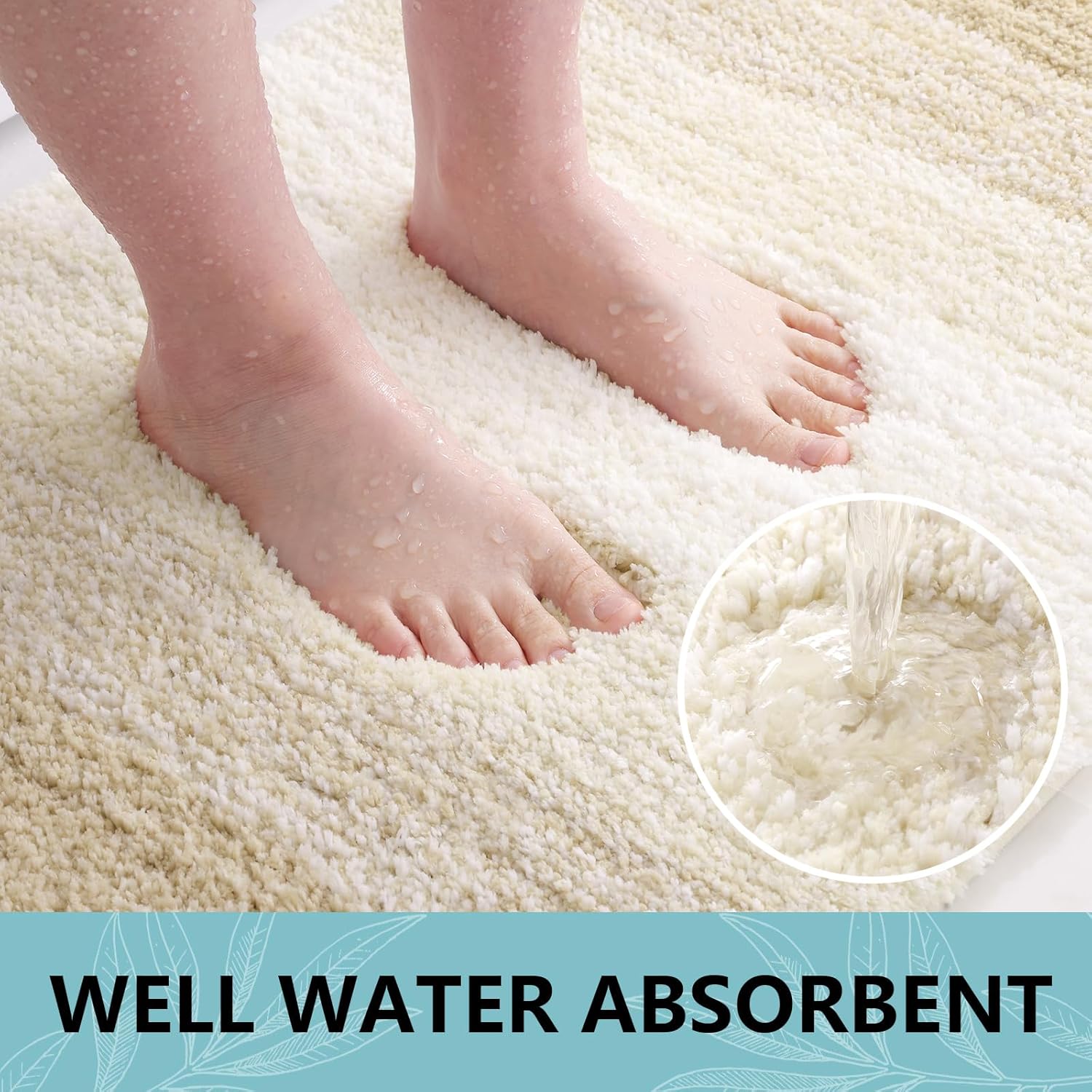 Arotive 3-Piece Bathroom Rugs Set Light Beige