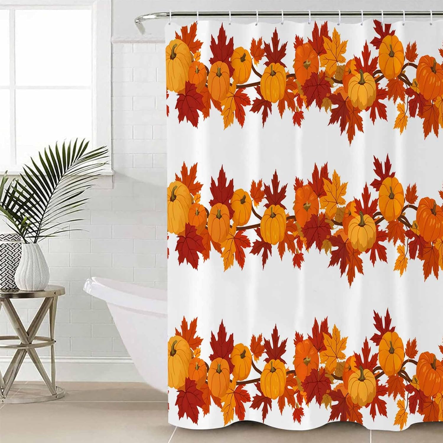 Thanksgiving Bathroom Set with Shower Curtain Rug and Hooks