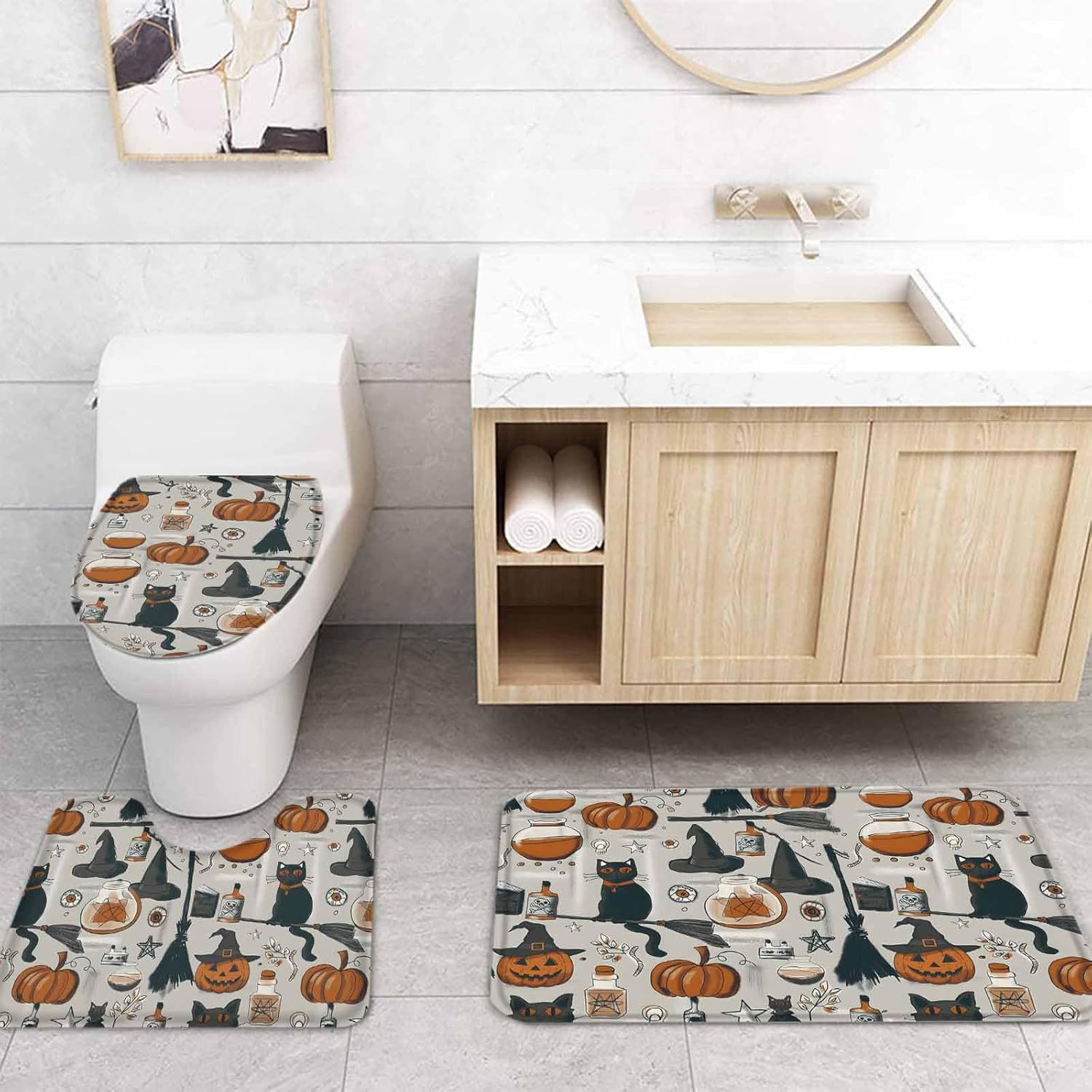 ZOE GARDEN Halloween Bathroom Set with Rug and Accessories
