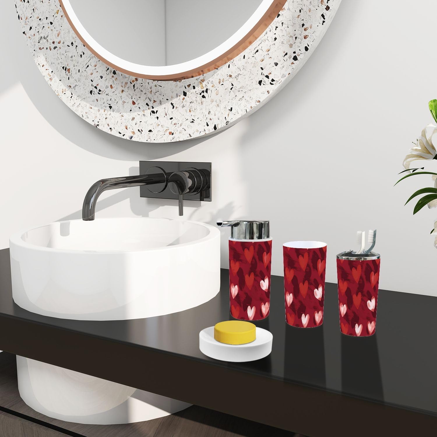 Boho Valentine Bathroom Accessory Set 6 Piece