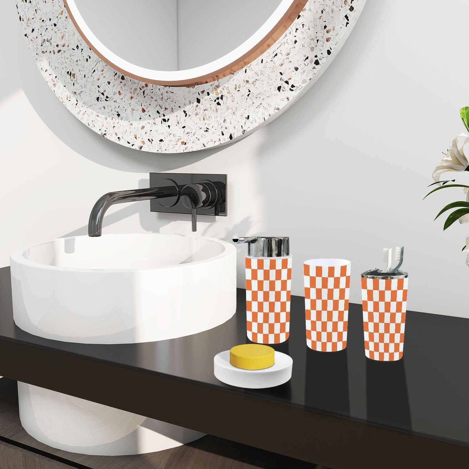 TRANQDEHOM 6 Piece Boho Retro Bathroom Accessory Set