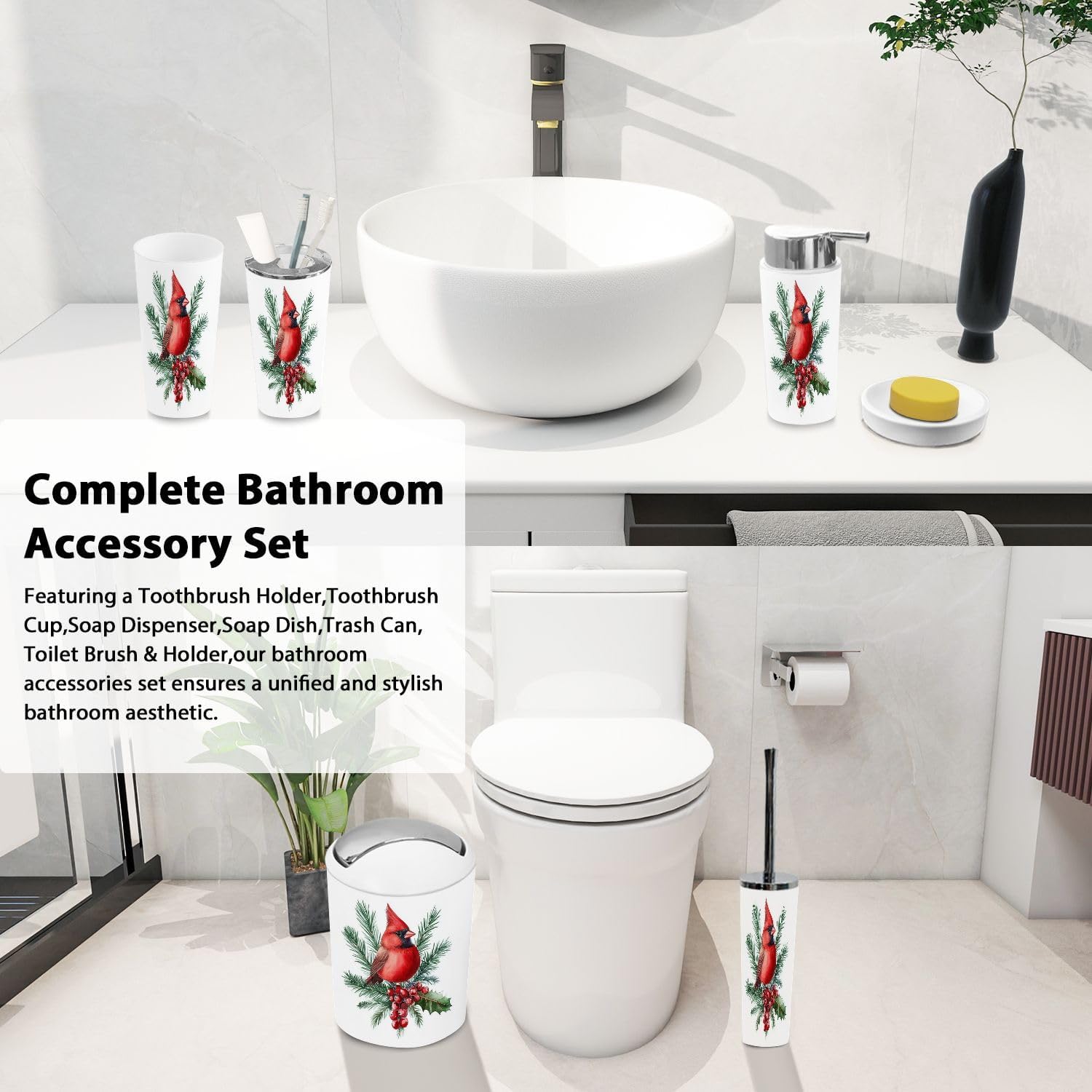 Boho Bathroom Accessory Set of 6 Pieces