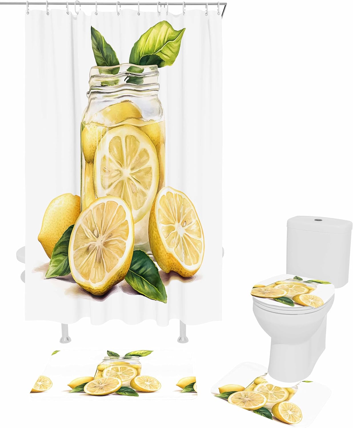 ZOE GARDEN Watercolor Lemon Bathroom Set