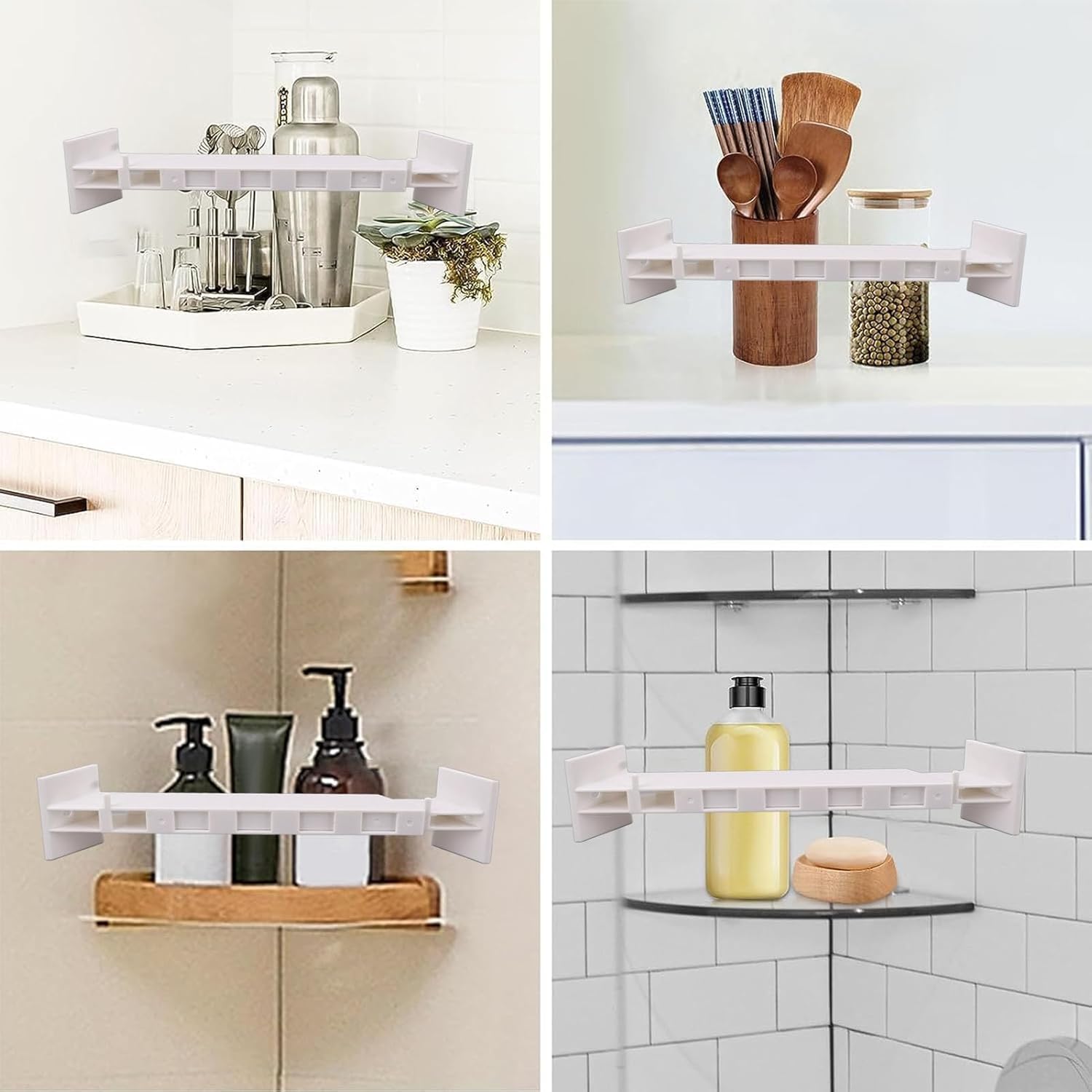 Cyrank RV Corner Shower Bar Storage Organizer